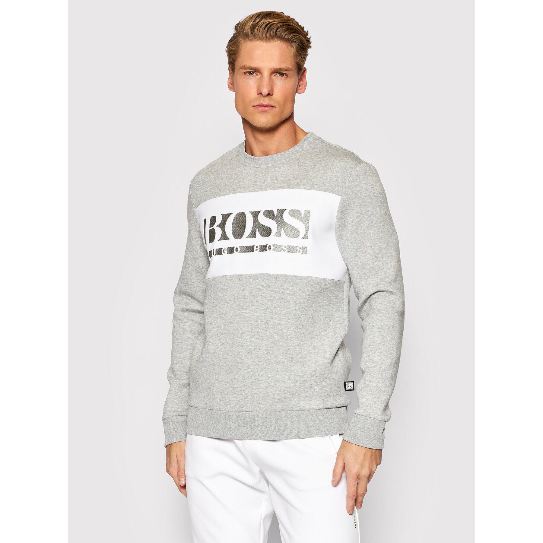 Boss Pulóver Salbo 1 50447034 Szürke Slim Fit - Pepit.hu