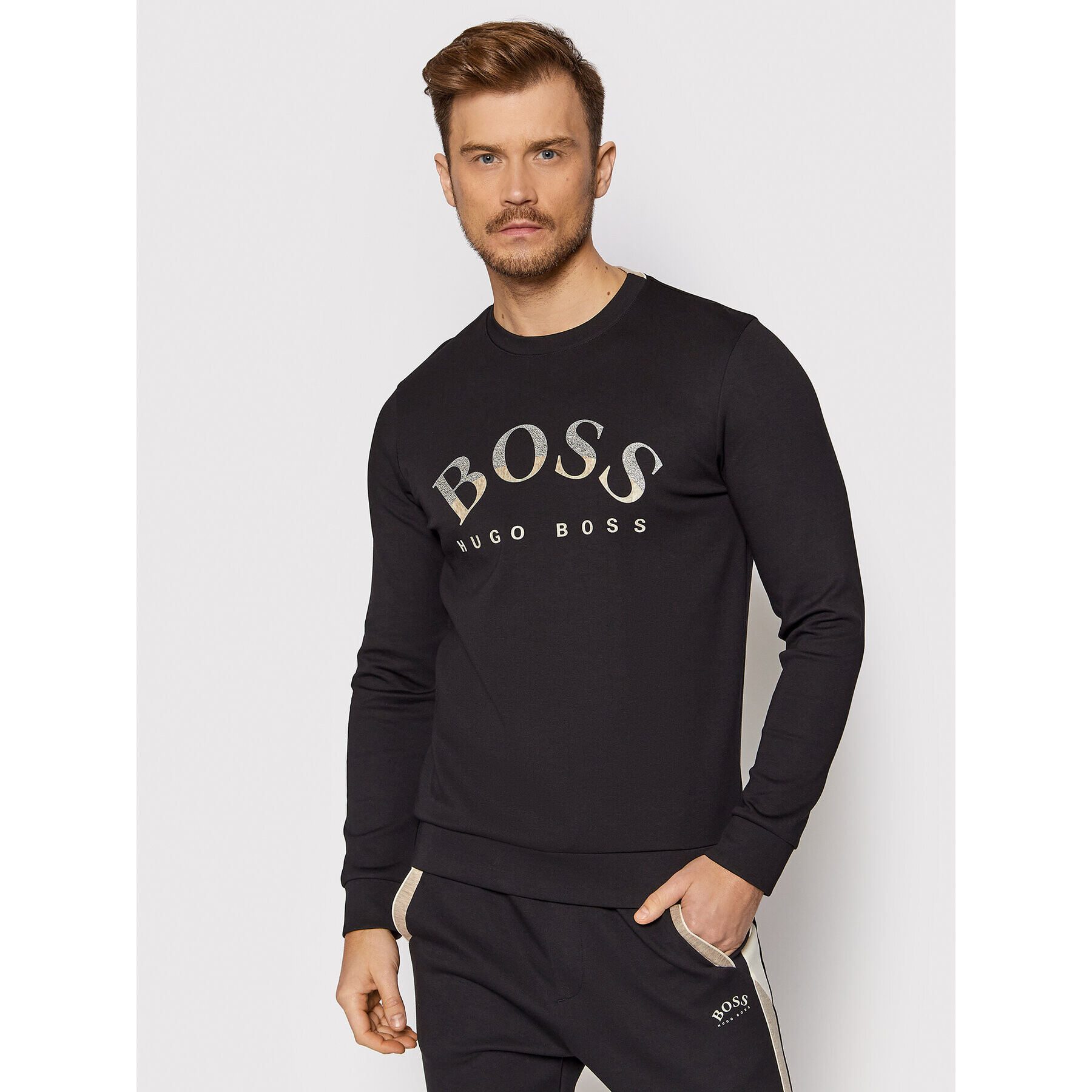 Boss Pulóver Salbo 1 50457020 Fekete Slim Fit - Pepit.hu