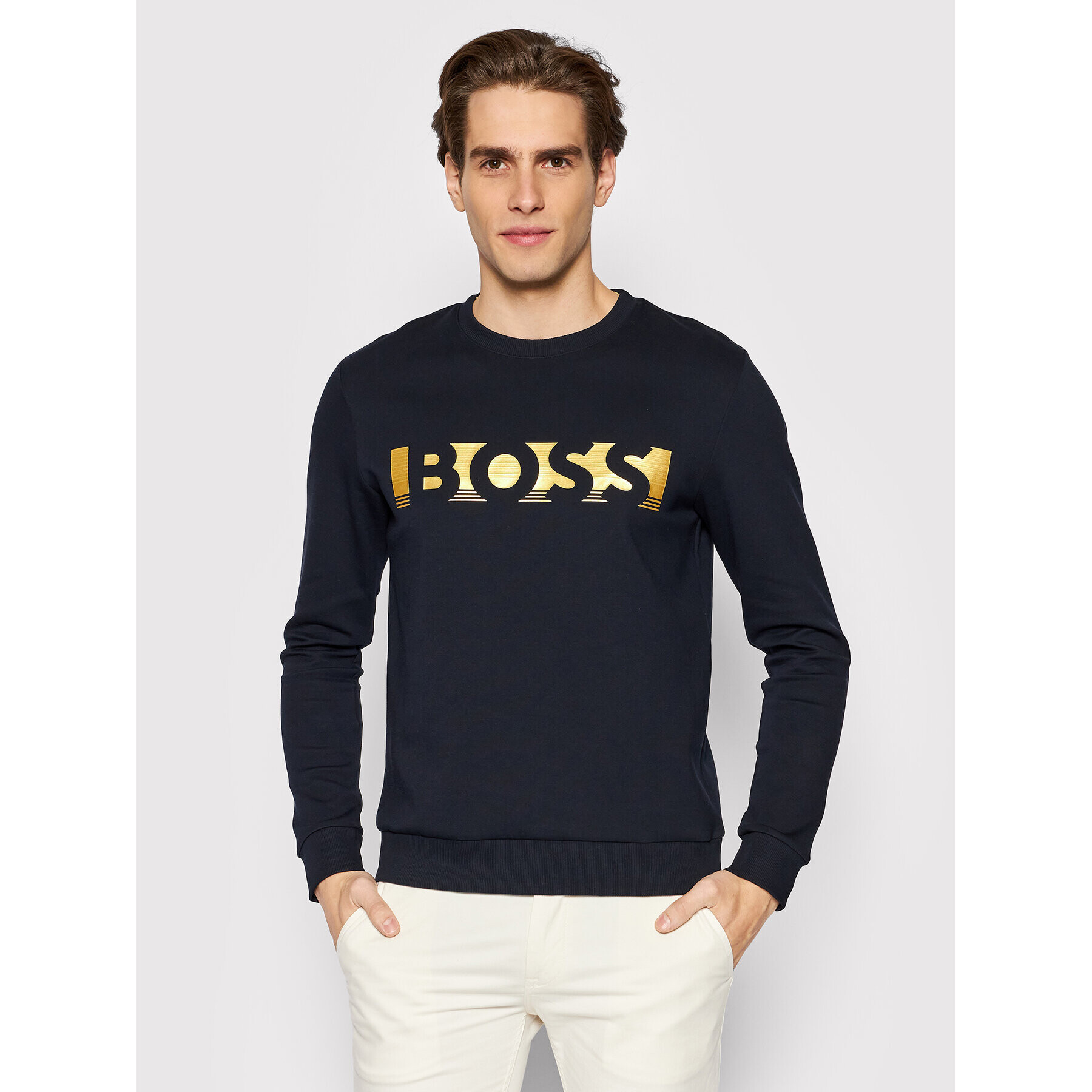 Boss Pulóver Salbo 1 50465948 Sötétkék Regular Fit - Pepit.hu