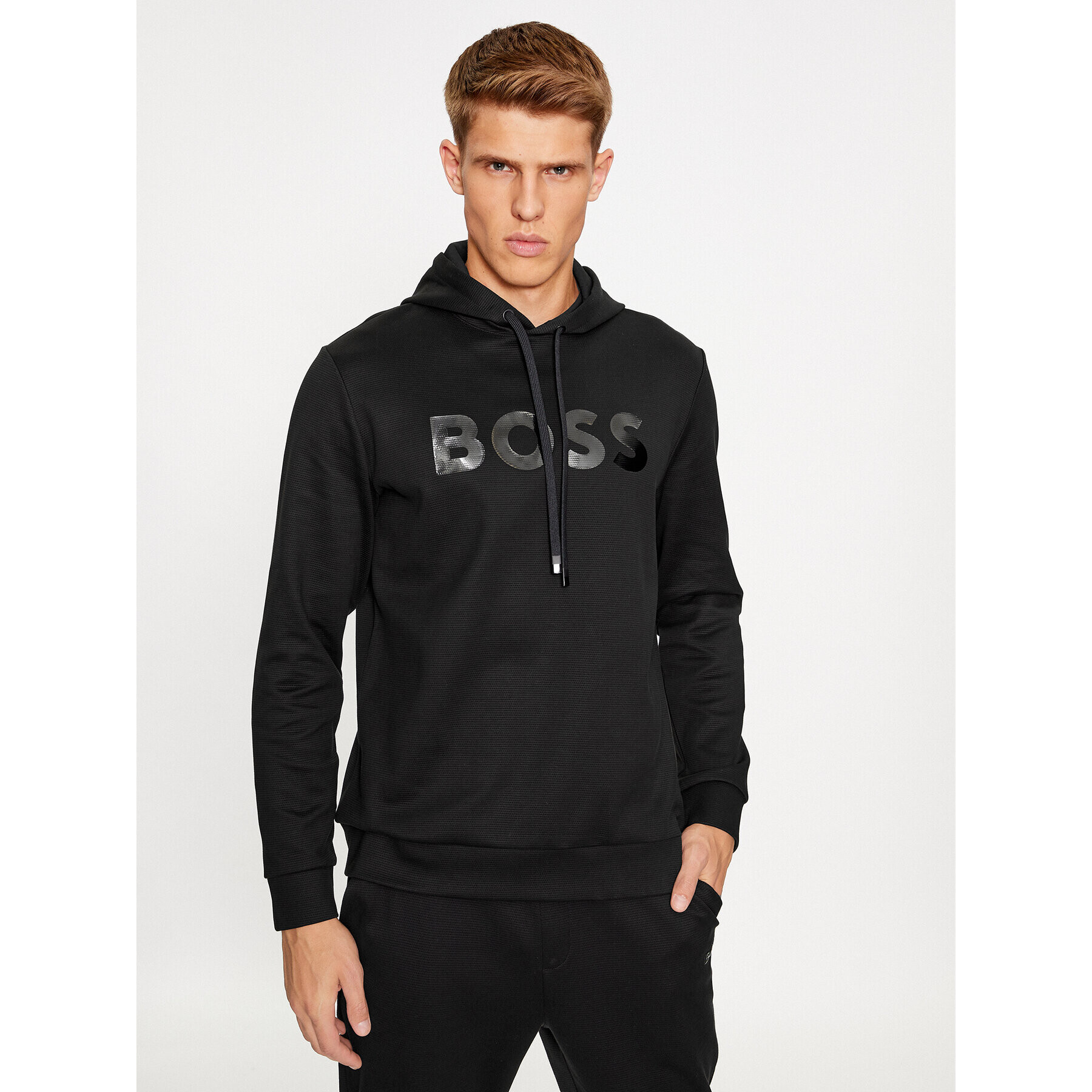 Boss Pulóver Scoody Mirror 50501222 Fekete Relaxed Fit - Pepit.hu