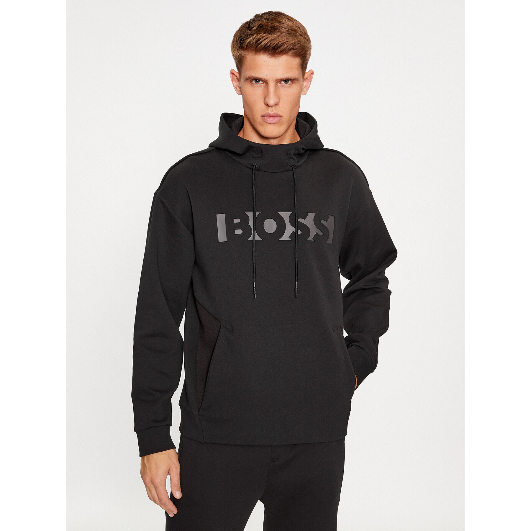 Boss Pulóver Selway 50499017 Fekete Relaxed Fit - Pepit.hu