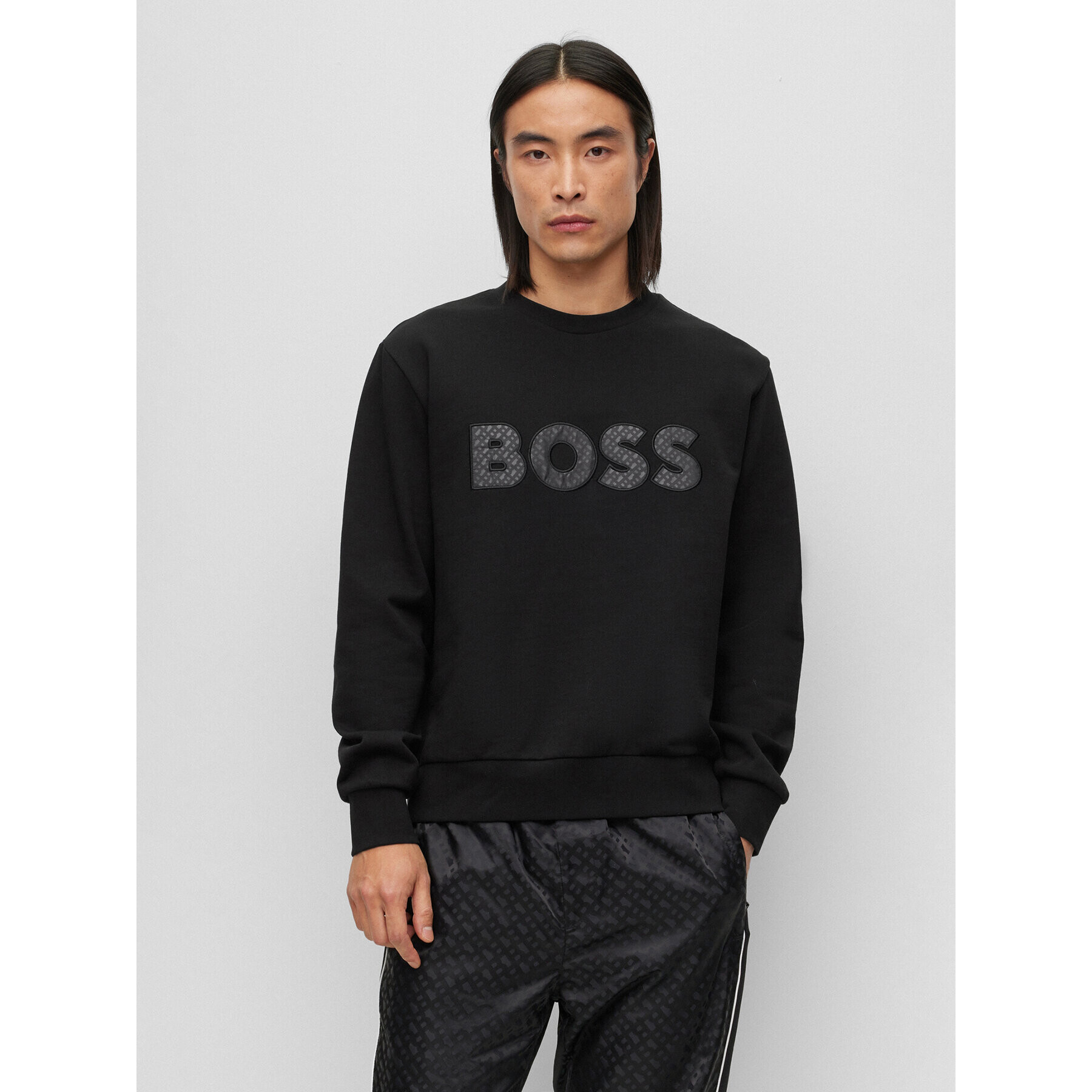 Boss Pulóver Soleri 01 50494091 Fekete Relaxed Fit - Pepit.hu