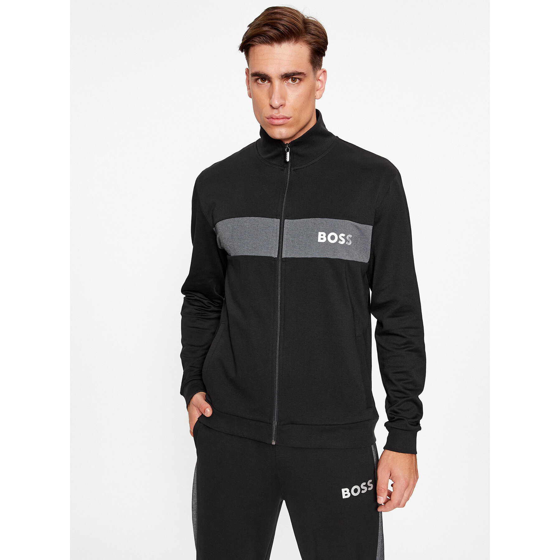 Boss Pulóver Tracksuit Jacket 50503040 Fekete Regular Fit - Pepit.hu