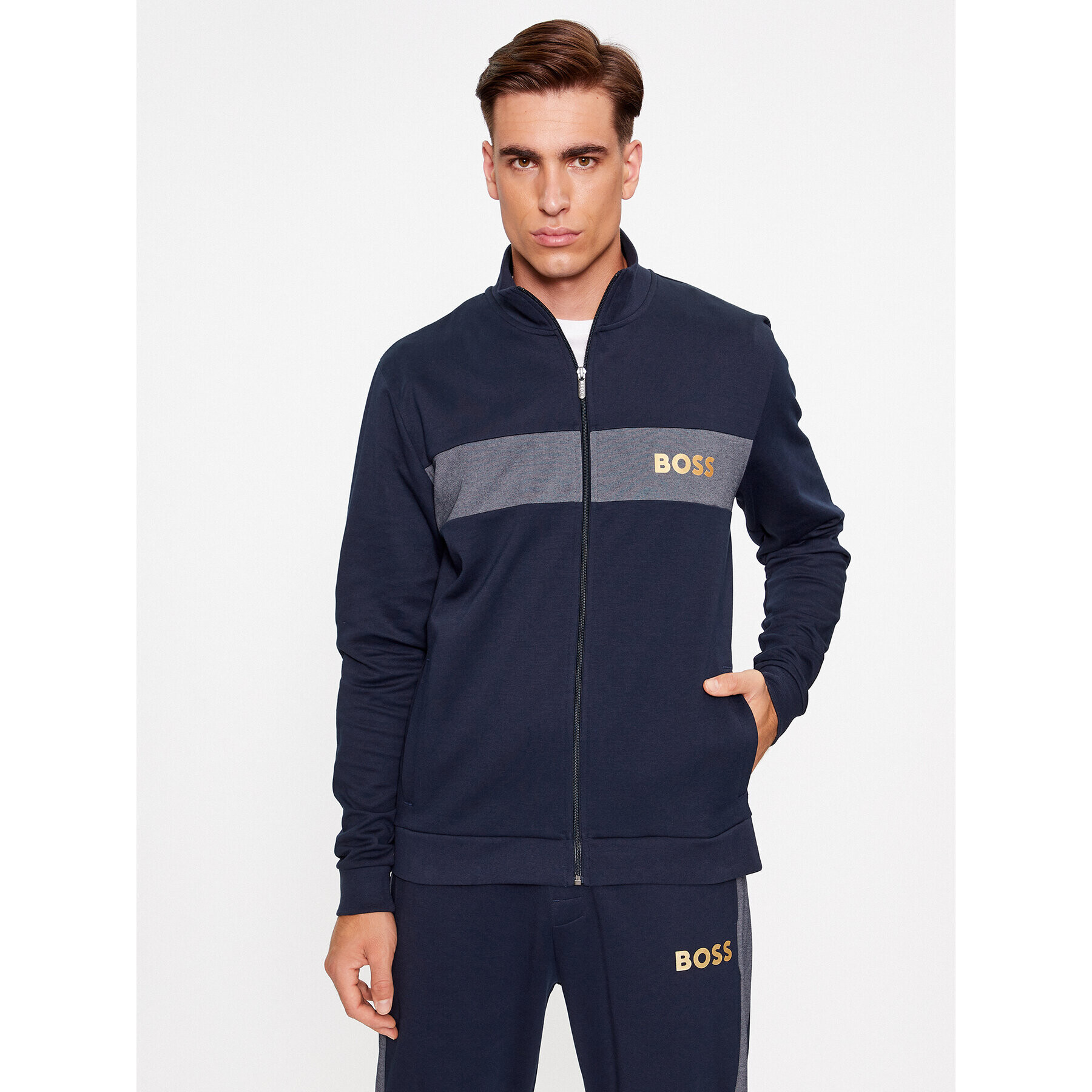 Boss Pulóver Tracksuit Jacket 50503040 Sötétkék Regular Fit - Pepit.hu