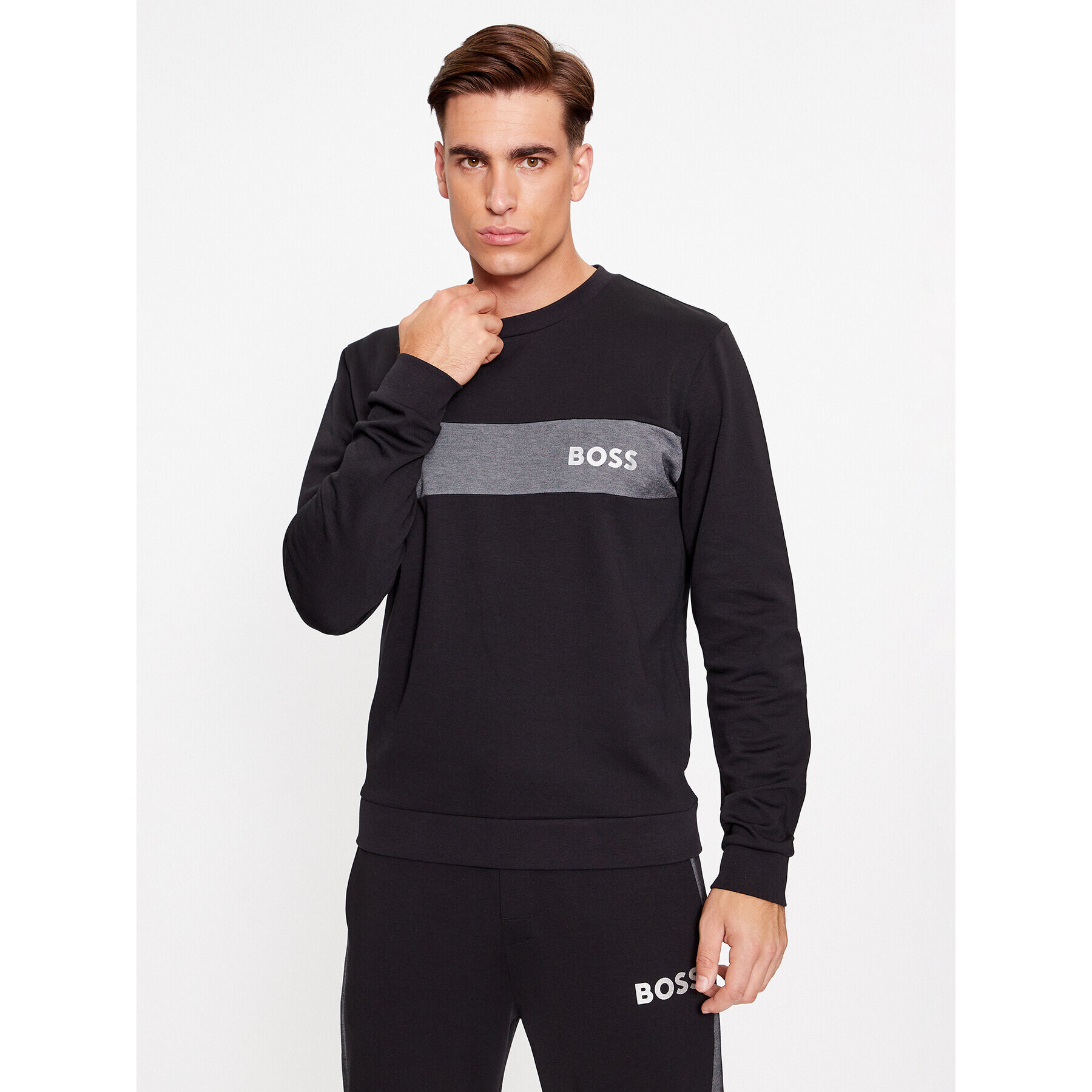 Boss Pulóver Tracksuit Sweatshirt 50503061 Fekete Regular Fit - Pepit.hu