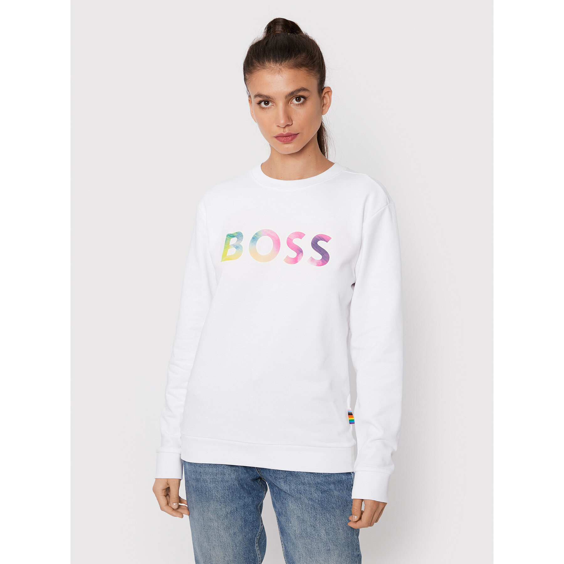 Boss Pulóver W_Equal 50477836 Fehér Relaxed Fit - Pepit.hu