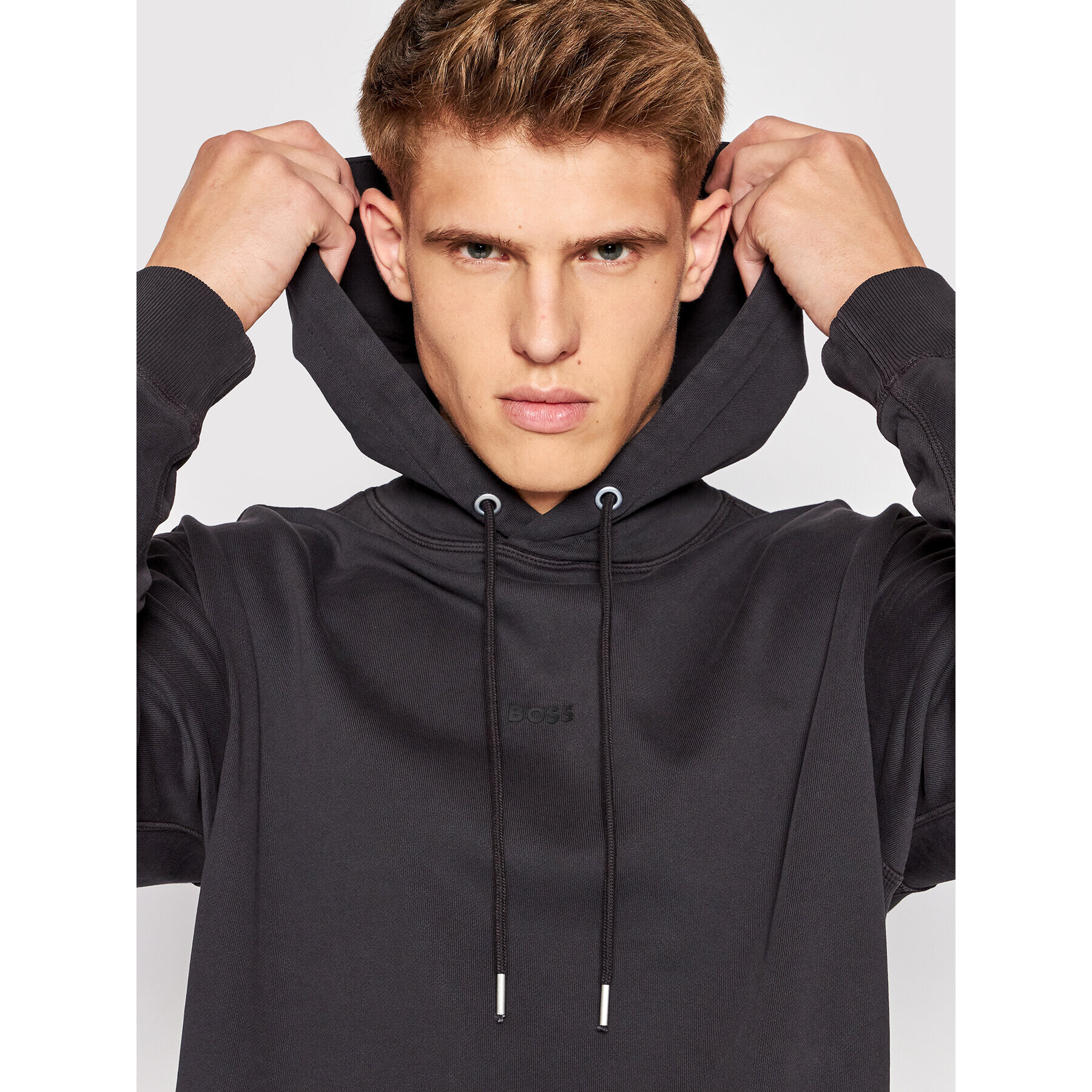 Boss Pulóver Wefadehoody 50472411 Fekete Regular Fit - Pepit.hu