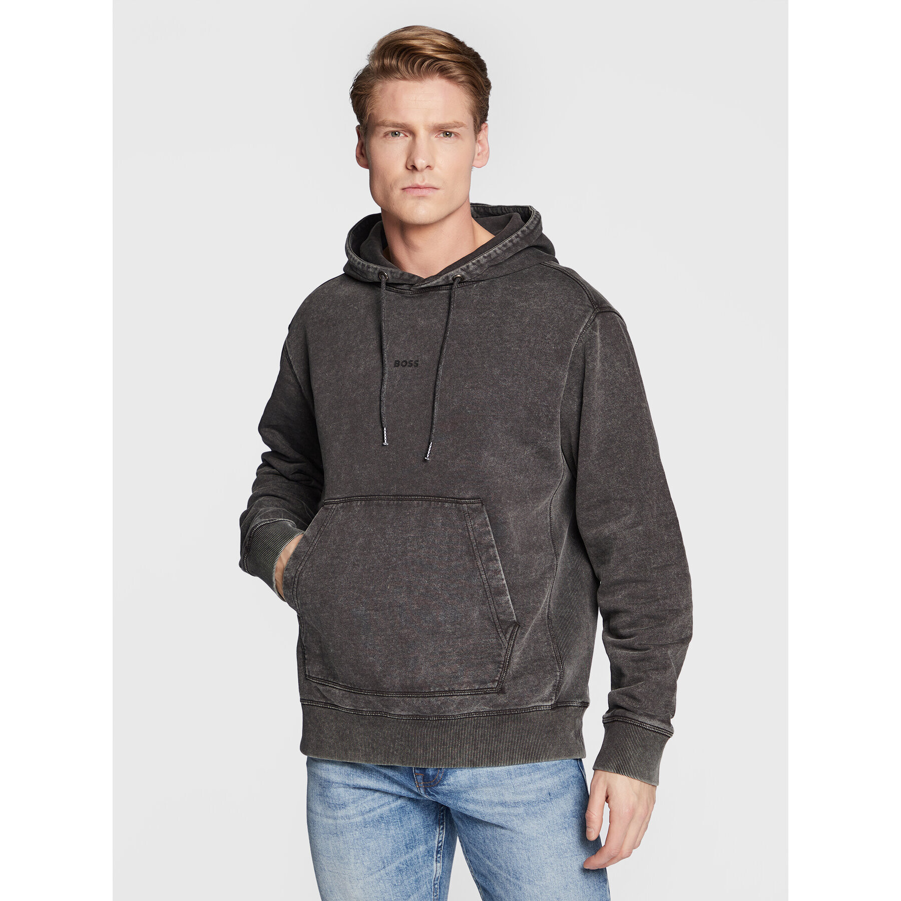 Boss Pulóver Wefadehoody 50472411 Szürke Regular Fit - Pepit.hu