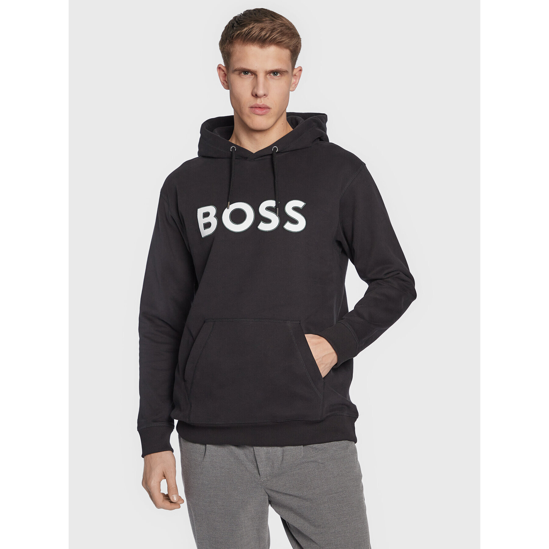 Boss Pulóver Welegox 50483453 Fekete Regular Fit - Pepit.hu