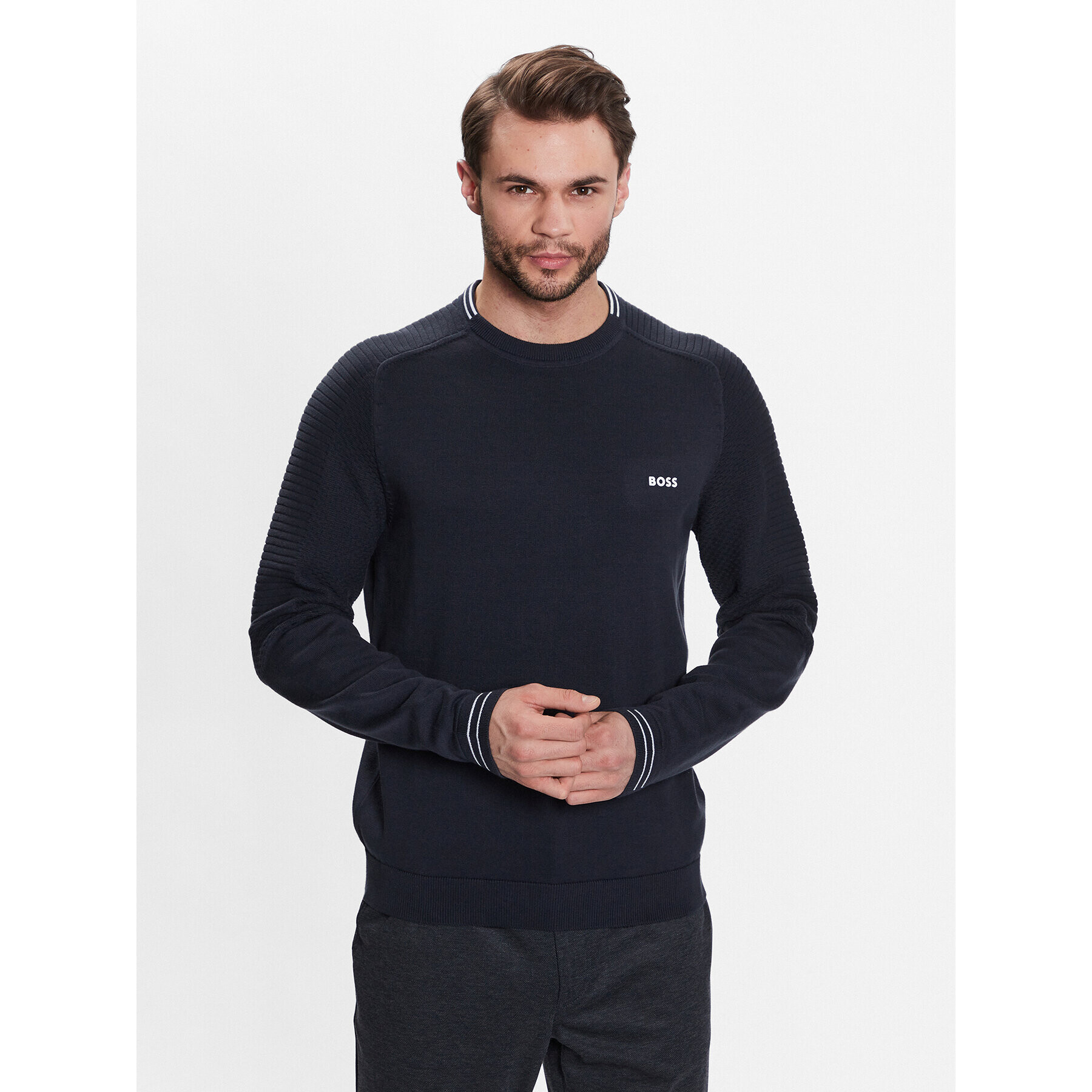 Boss Sweater 50482411 Sötétkék Regular Fit - Pepit.hu