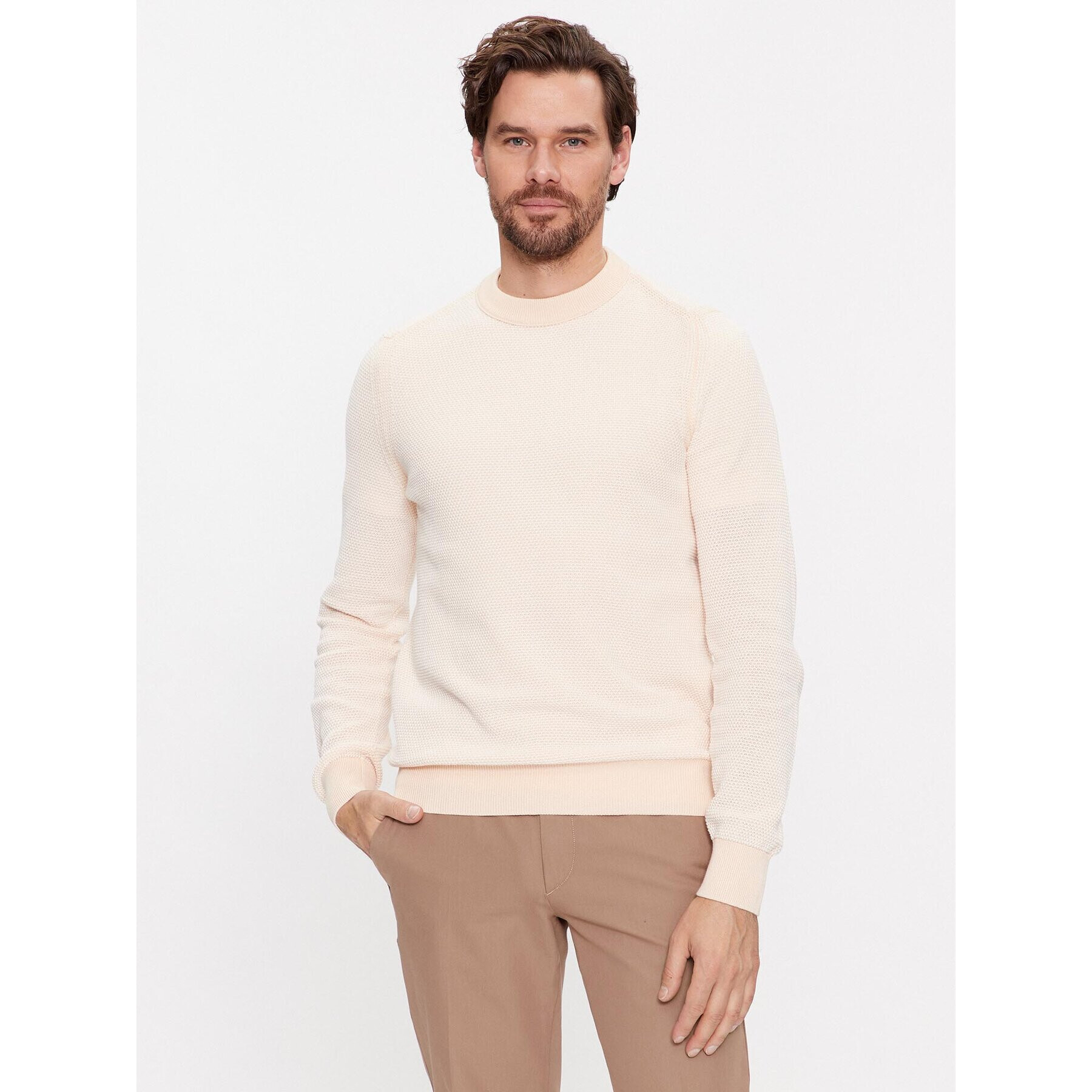 Boss Sweater Aquila 50498950 Bézs Regular Fit - Pepit.hu