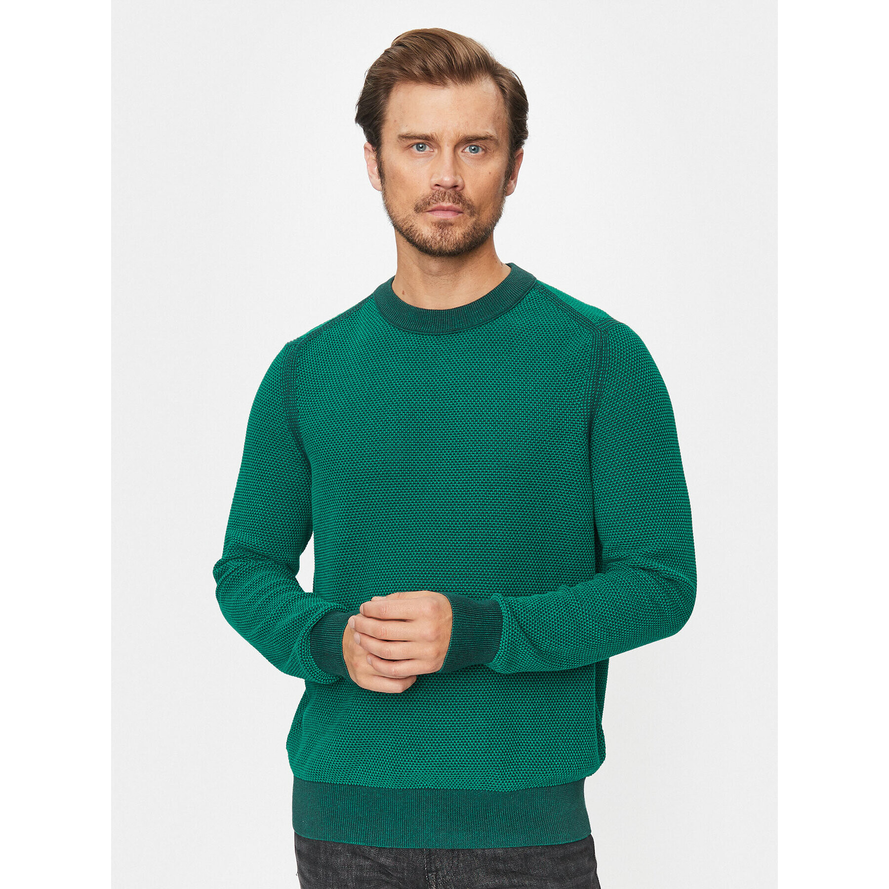 Boss Sweater Aquila 50498950 Zöld Regular Fit - Pepit.hu