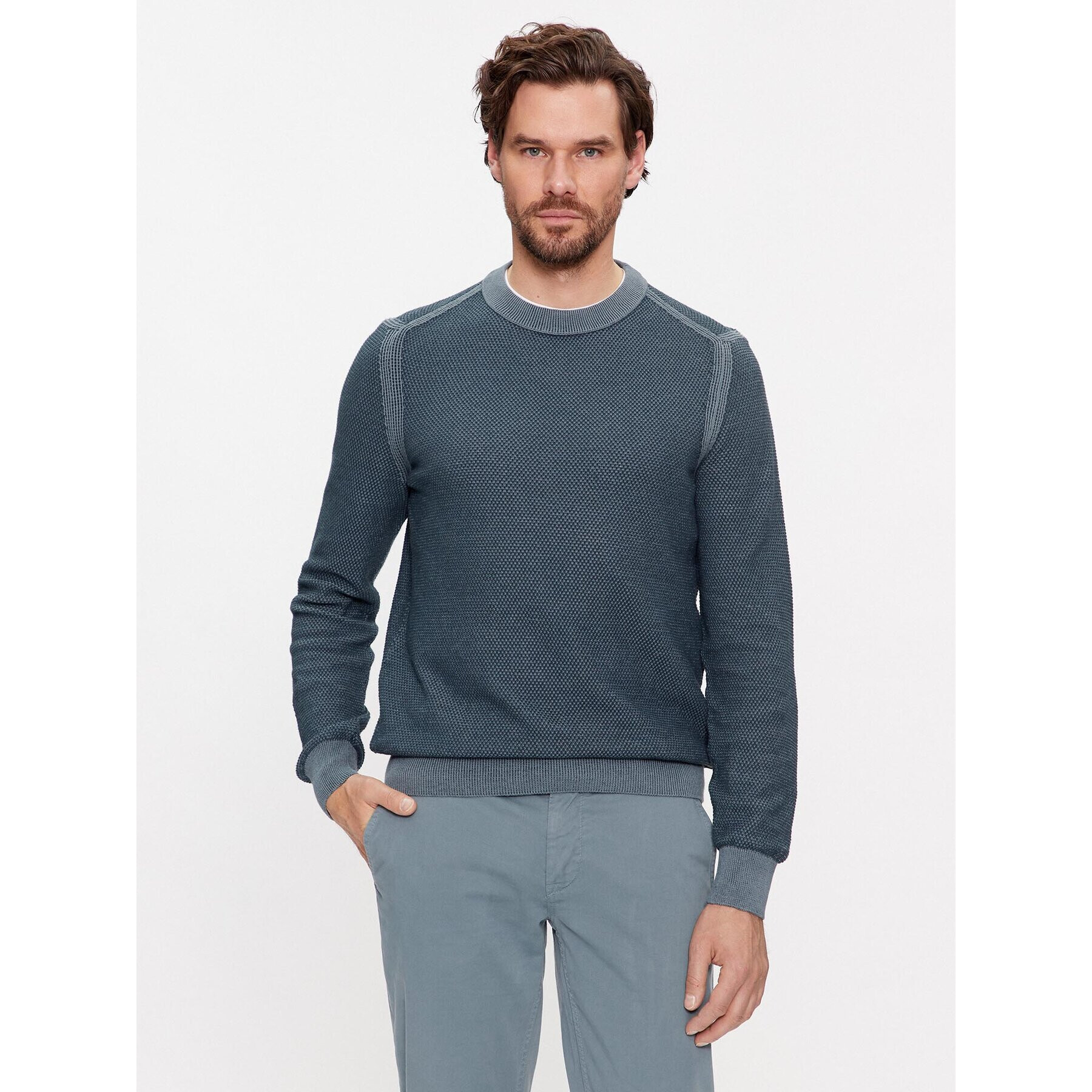 Boss Sweater Aquila 50498950 Zöld Regular Fit - Pepit.hu