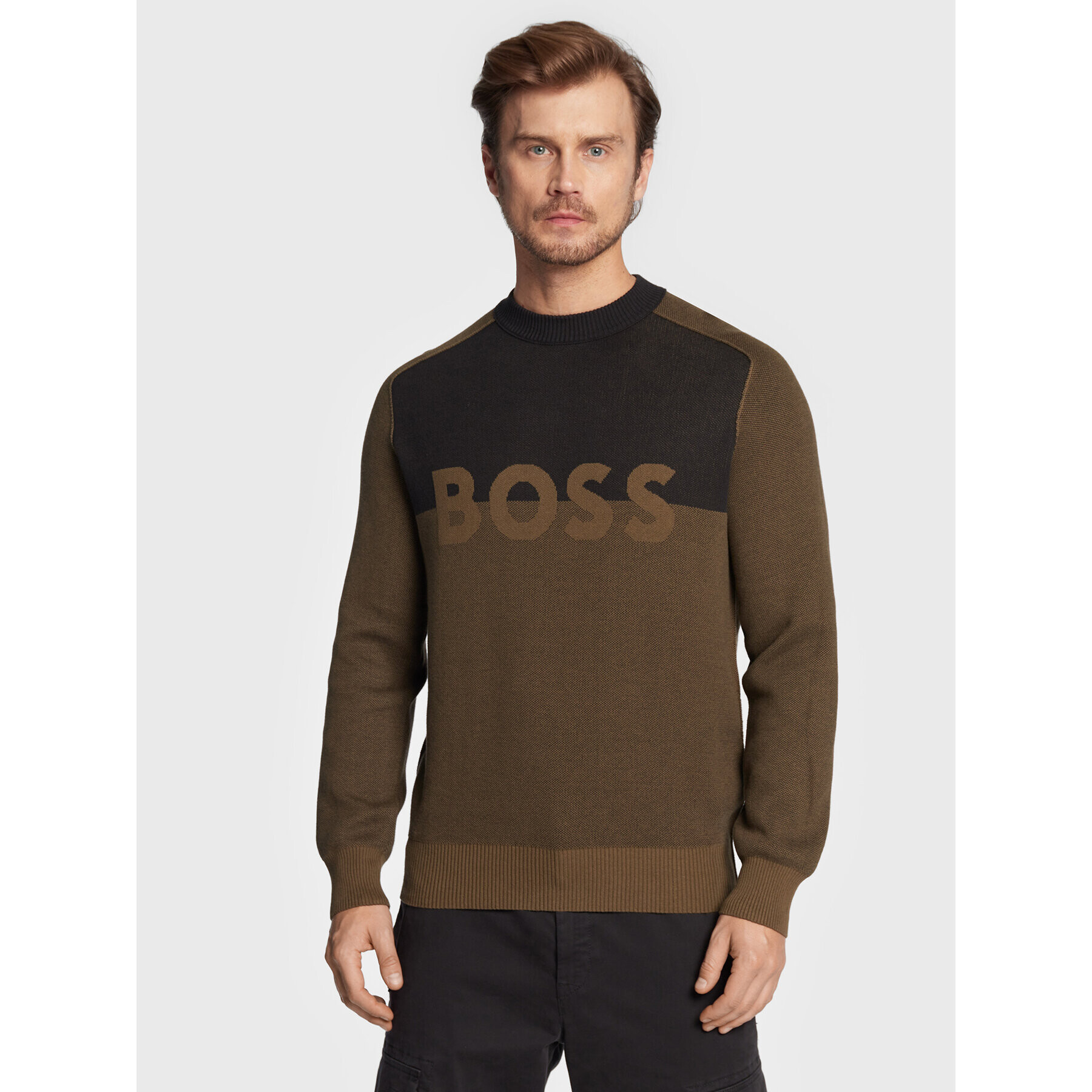 Boss Sweater Asave 50474884 Zöld Regular Fit - Pepit.hu