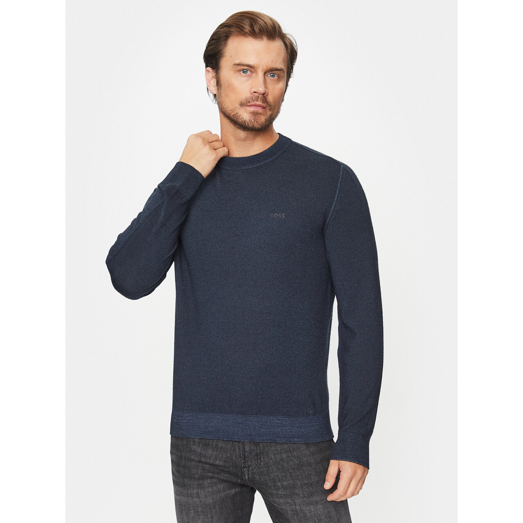 Boss Sweater Astefe 50497604 Sötétkék Regular Fit - Pepit.hu