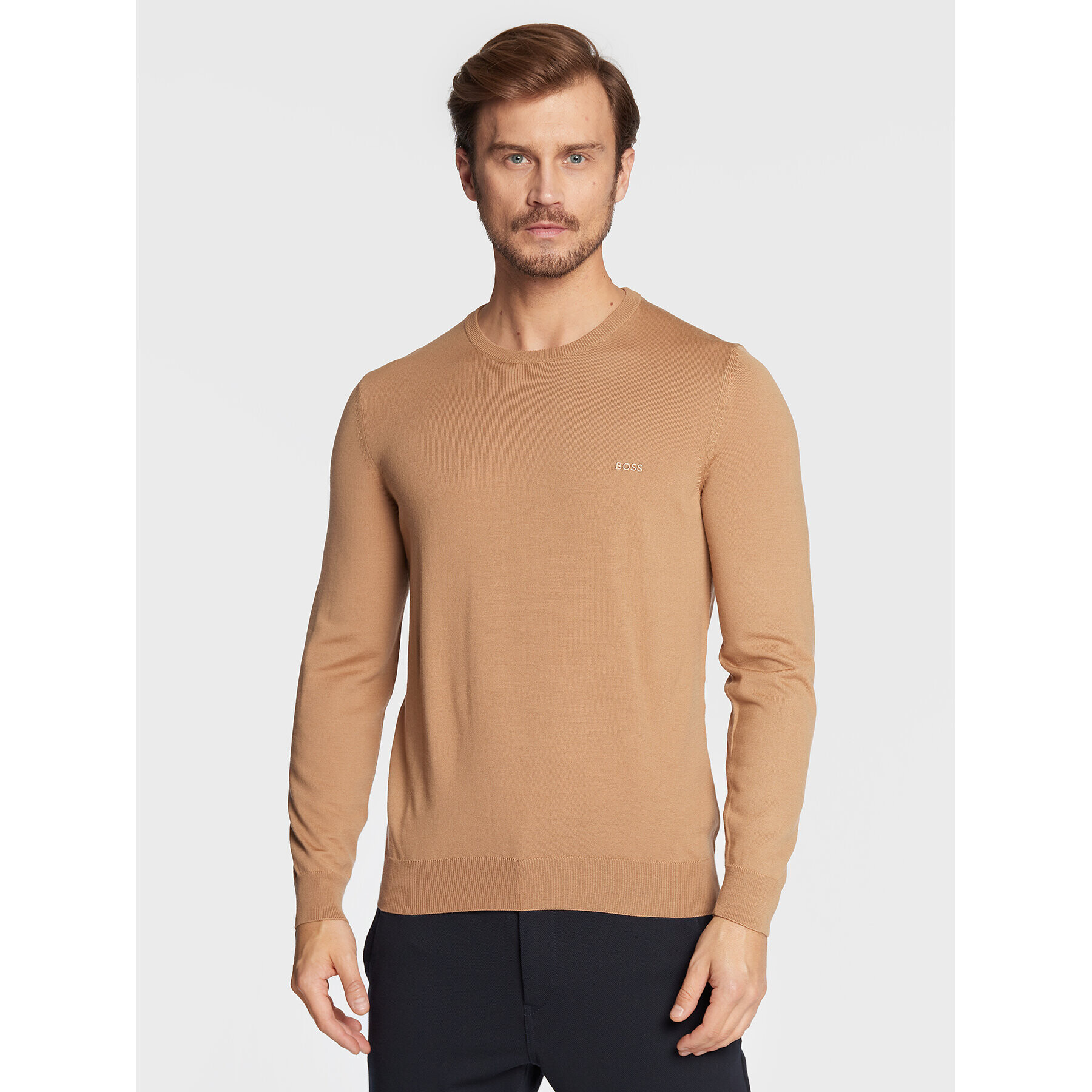 Boss Sweater Botto-L 50476364 Bézs Regular Fit - Pepit.hu