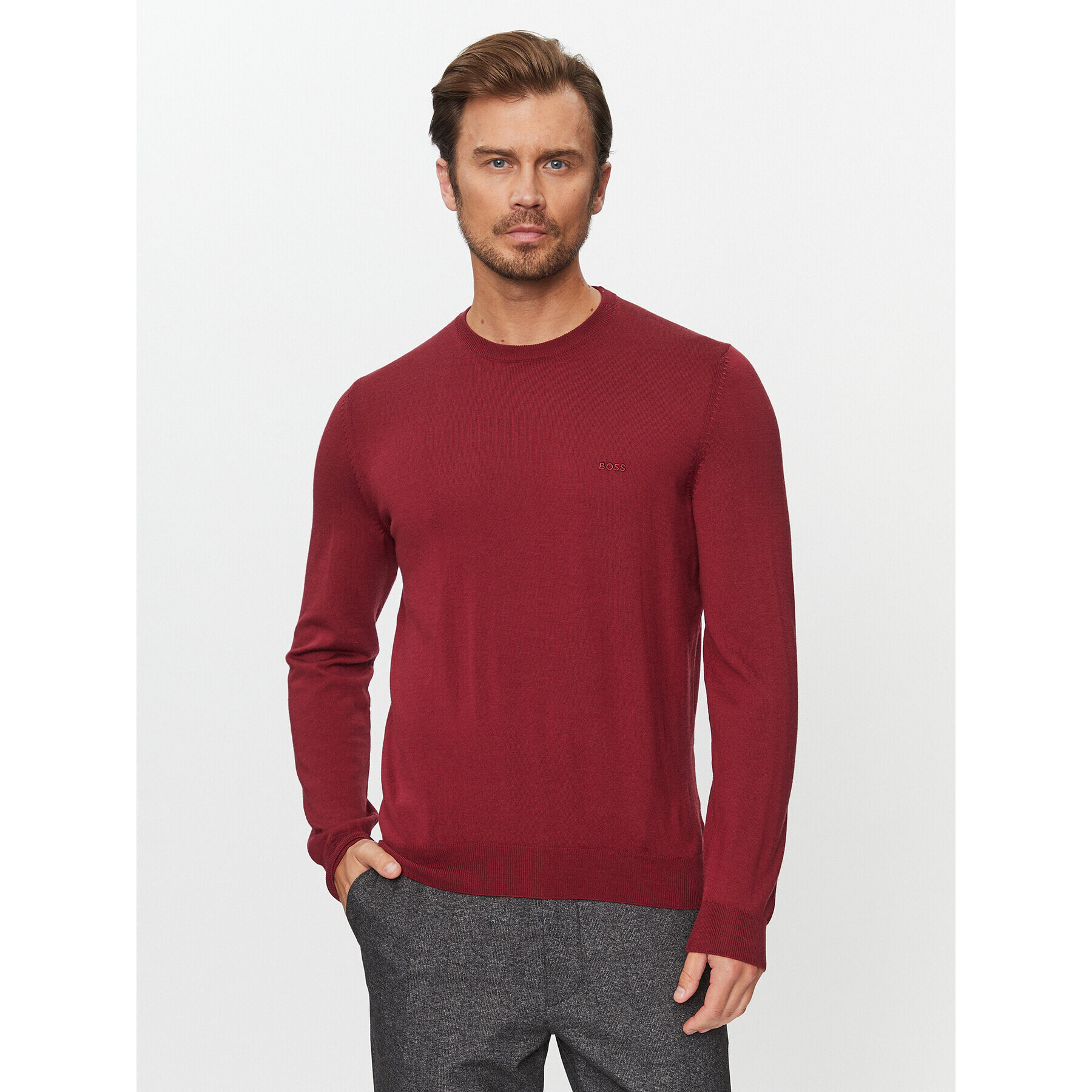 Boss Sweater Botto-L 50476364 Piros Regular Fit - Pepit.hu