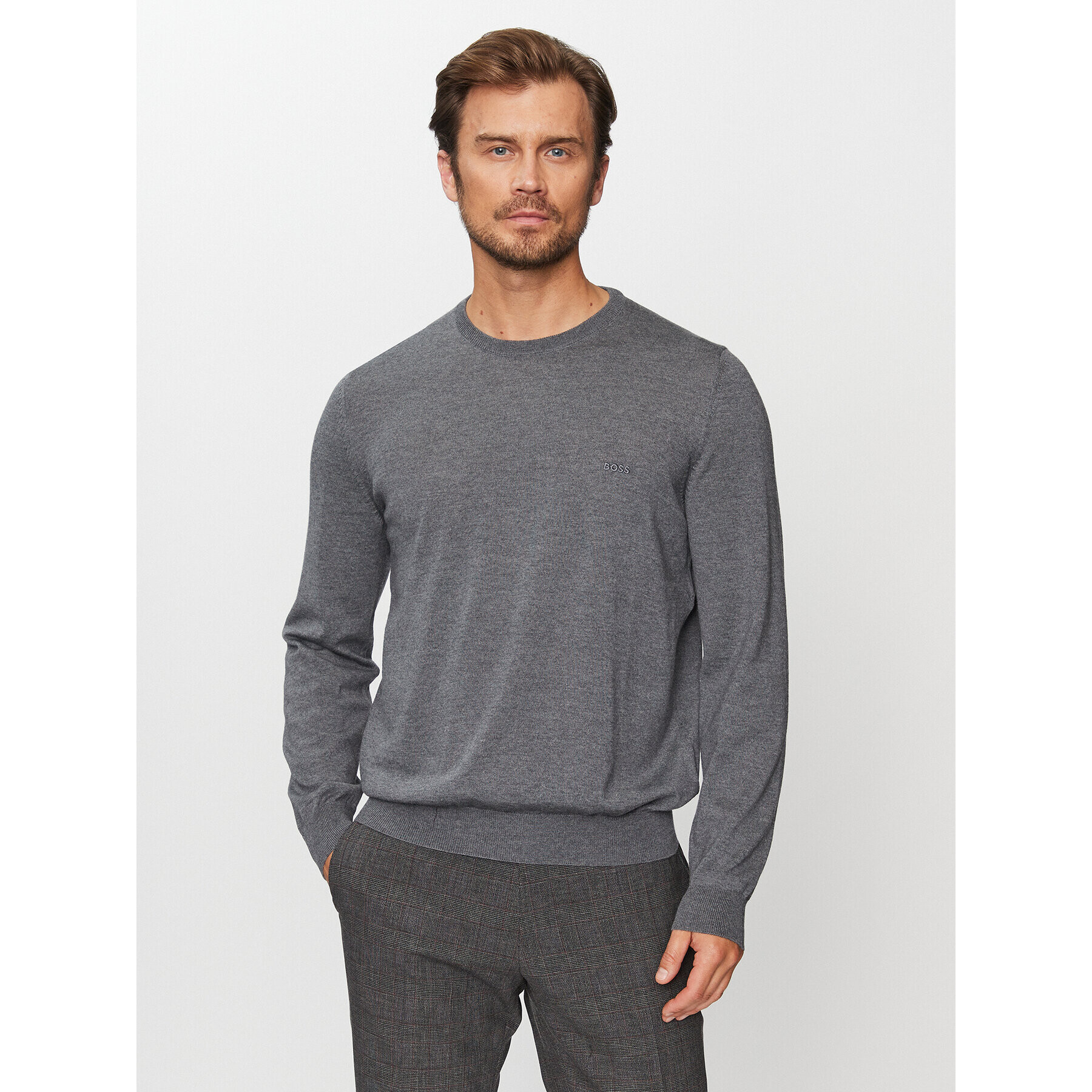 Boss Sweater Botto-L 50476364 Szürke Regular Fit - Pepit.hu