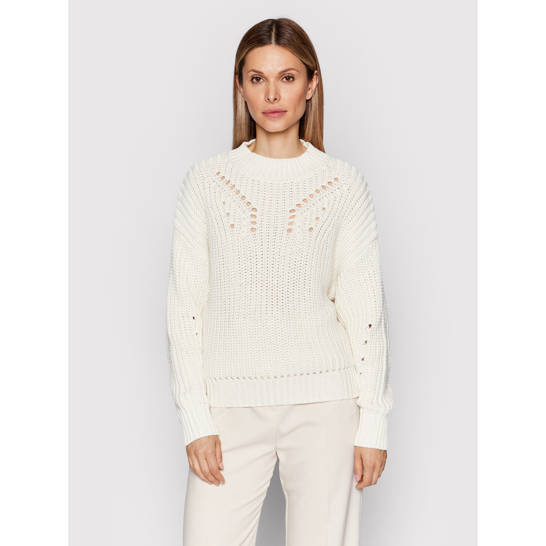 Boss Sweater C_Fantinia 50472001 Bézs Relaxed Fit - Pepit.hu