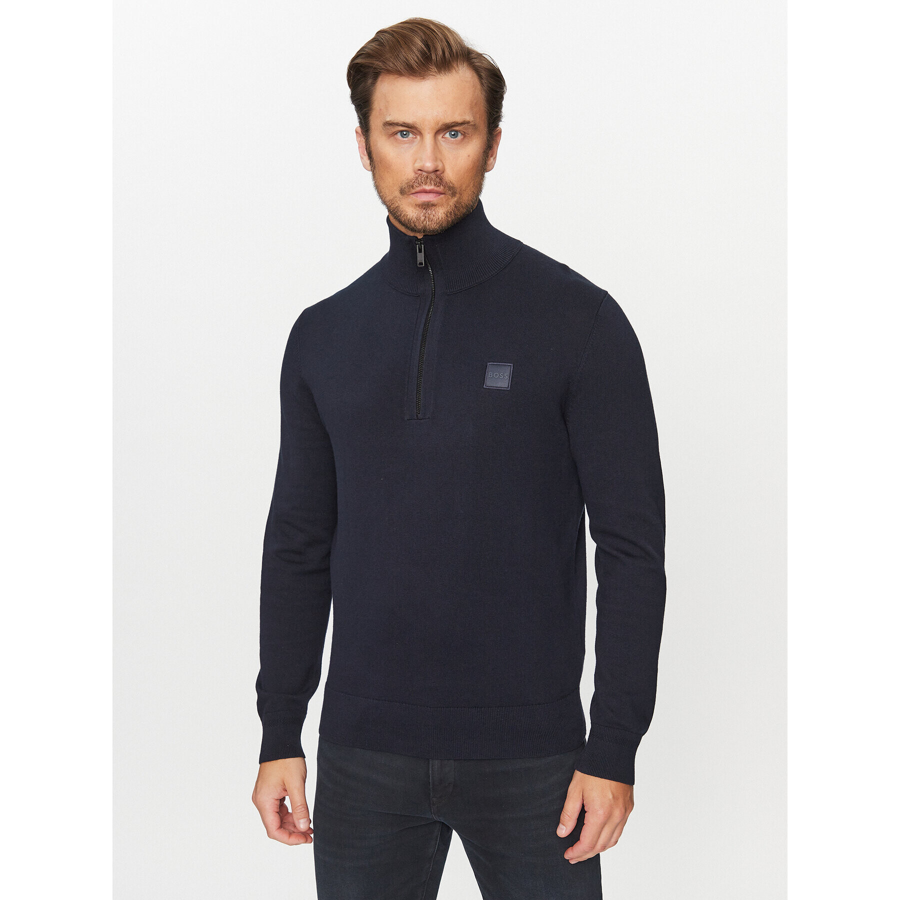 Boss Sweater Kanobix 50494387 Sötétkék Regular Fit - Pepit.hu