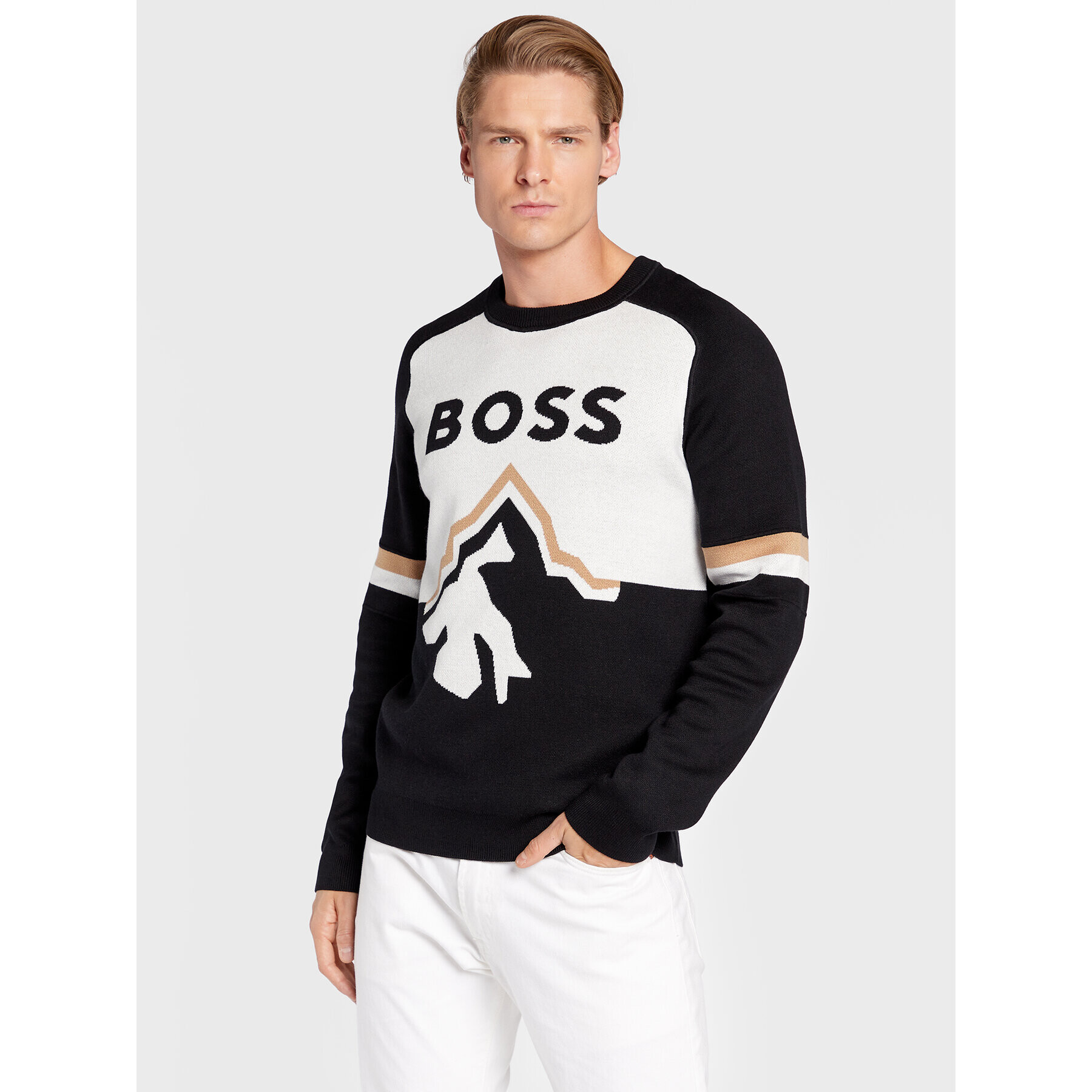 Boss Sweater Lanius 50477391 Fekete Regular Fit - Pepit.hu