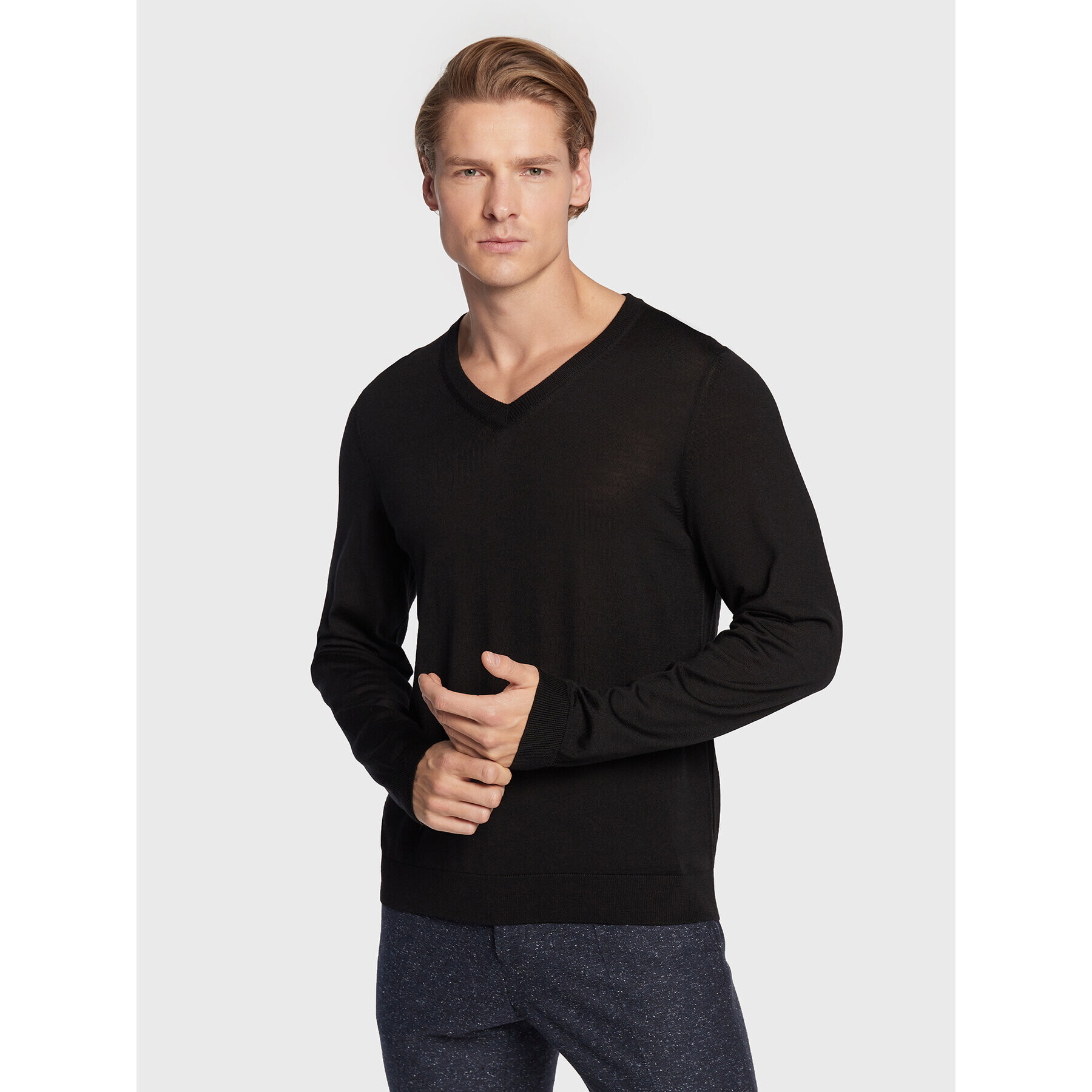 Boss Sweater Melba-P 50468261 Fekete Slim Fit - Pepit.hu