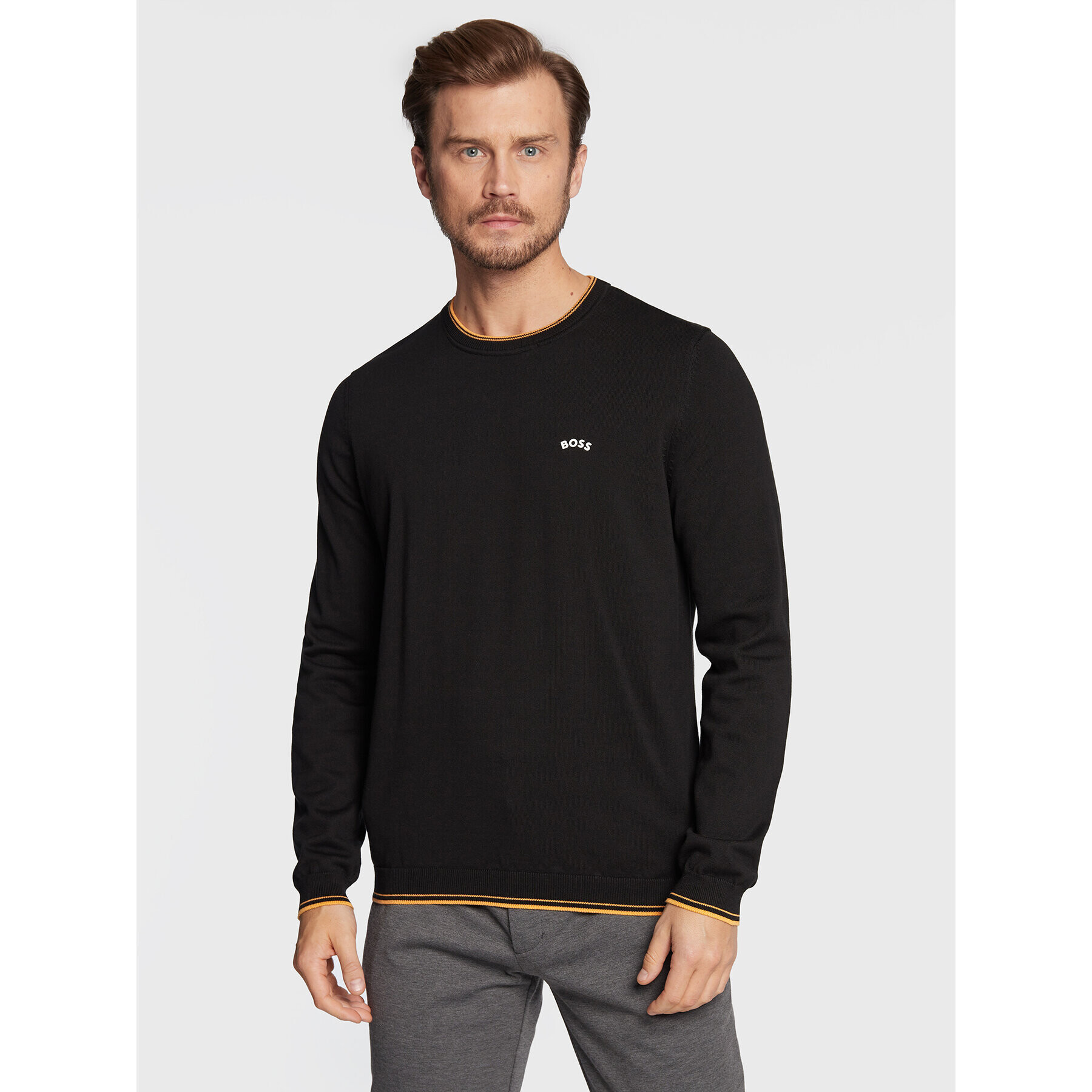 Boss Sweater Ritom_W22 50475068 Fekete Regular Fit - Pepit.hu