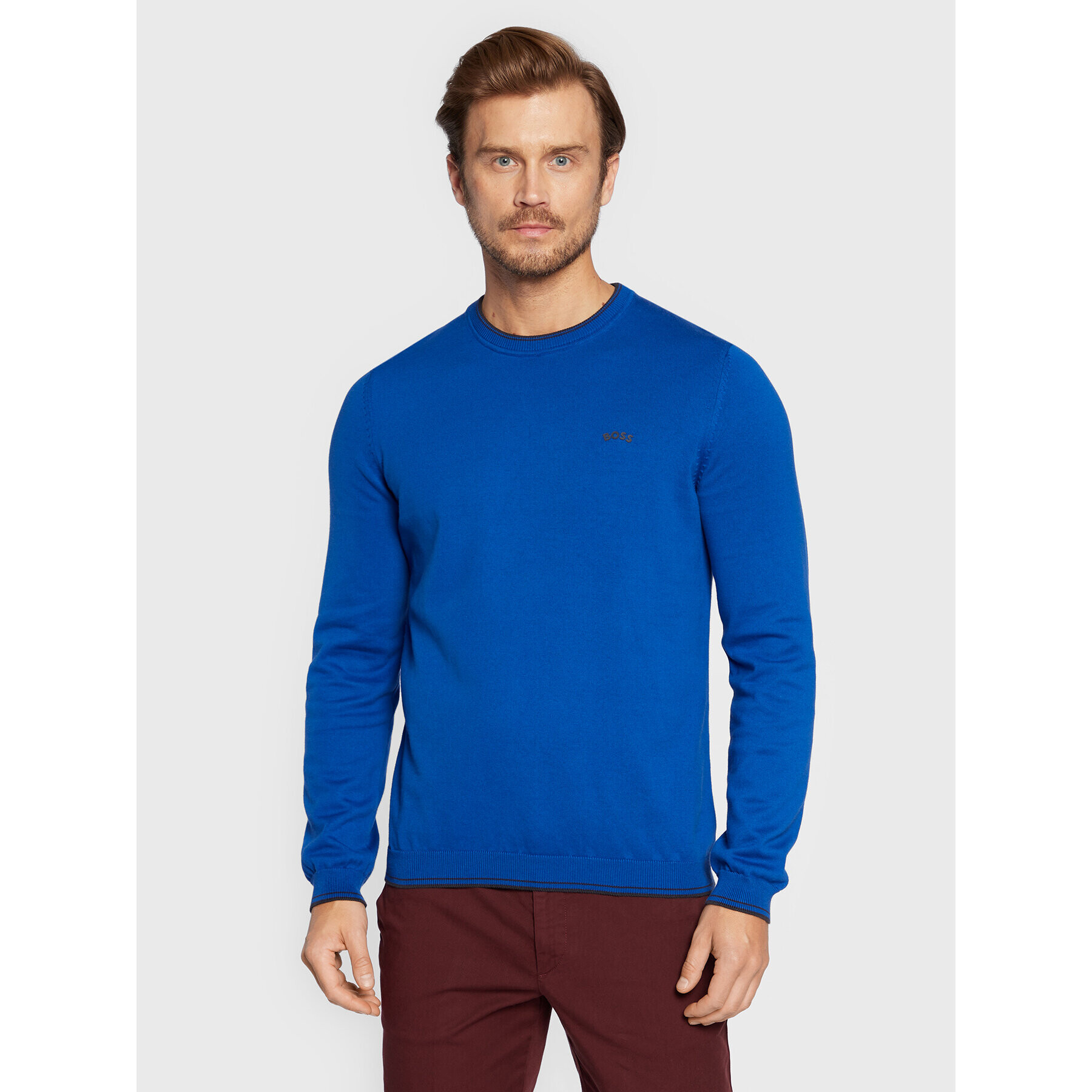 Boss Sweater Ritom_W22 50475068 Kék Regular Fit - Pepit.hu