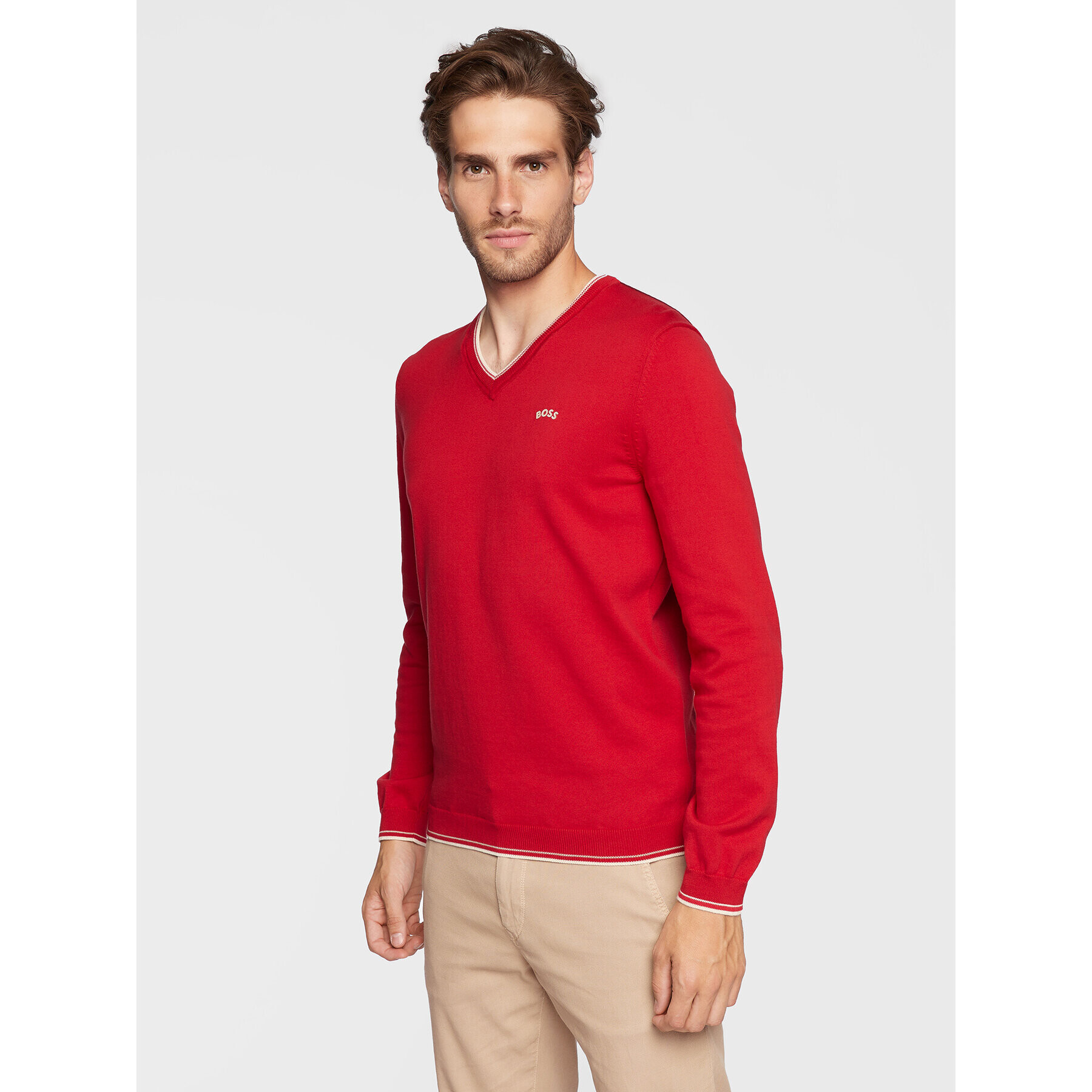 Boss Sweater Vitom_W22 50475089 Piros Regular Fit - Pepit.hu