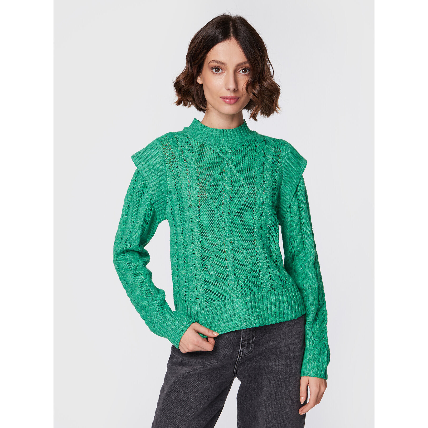 Brave Soul Sweater LK-248MAGGIE Zöld Regular Fit - Pepit.hu