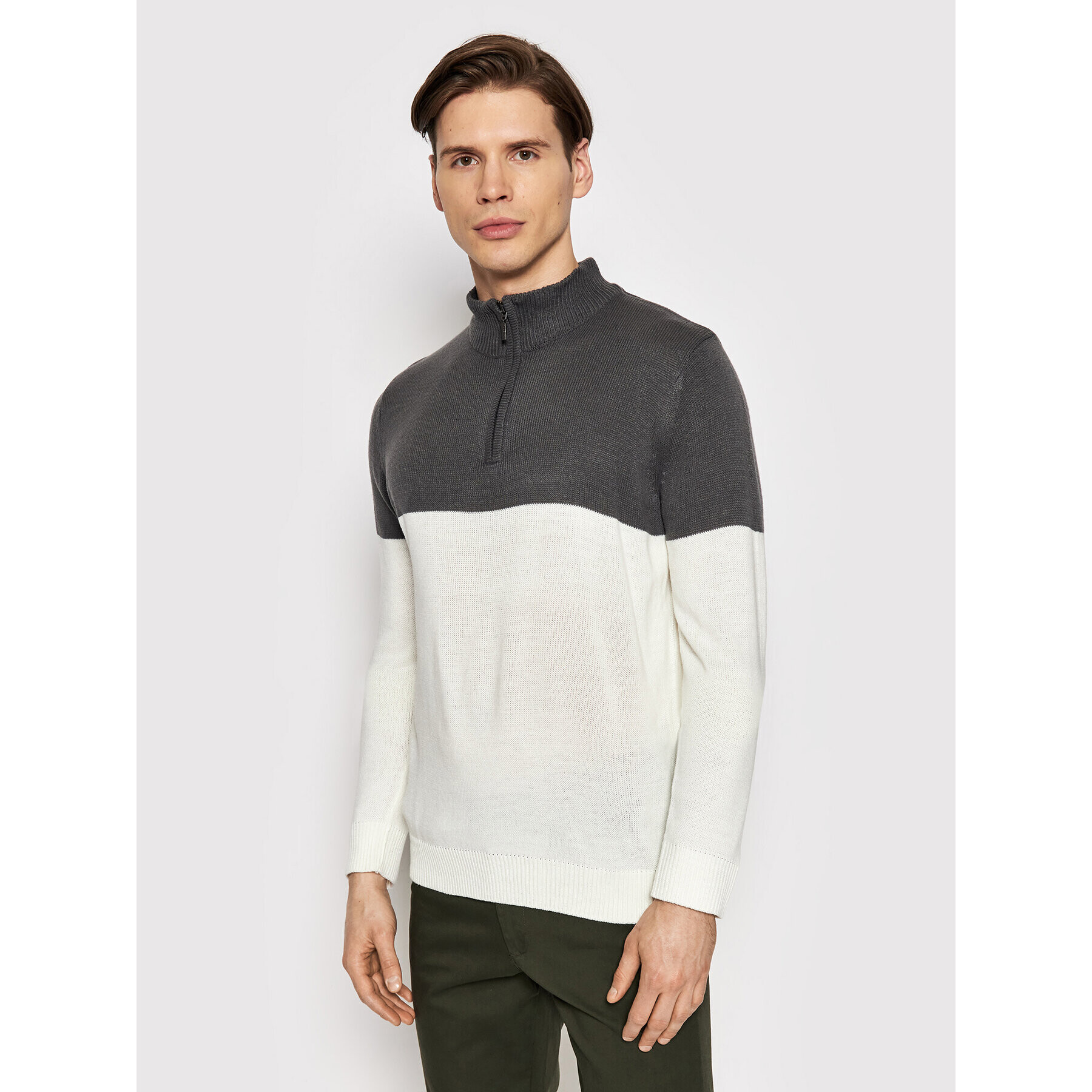 Brave Soul Sweater MK-230KASPER Fehér Regular Fit - Pepit.hu