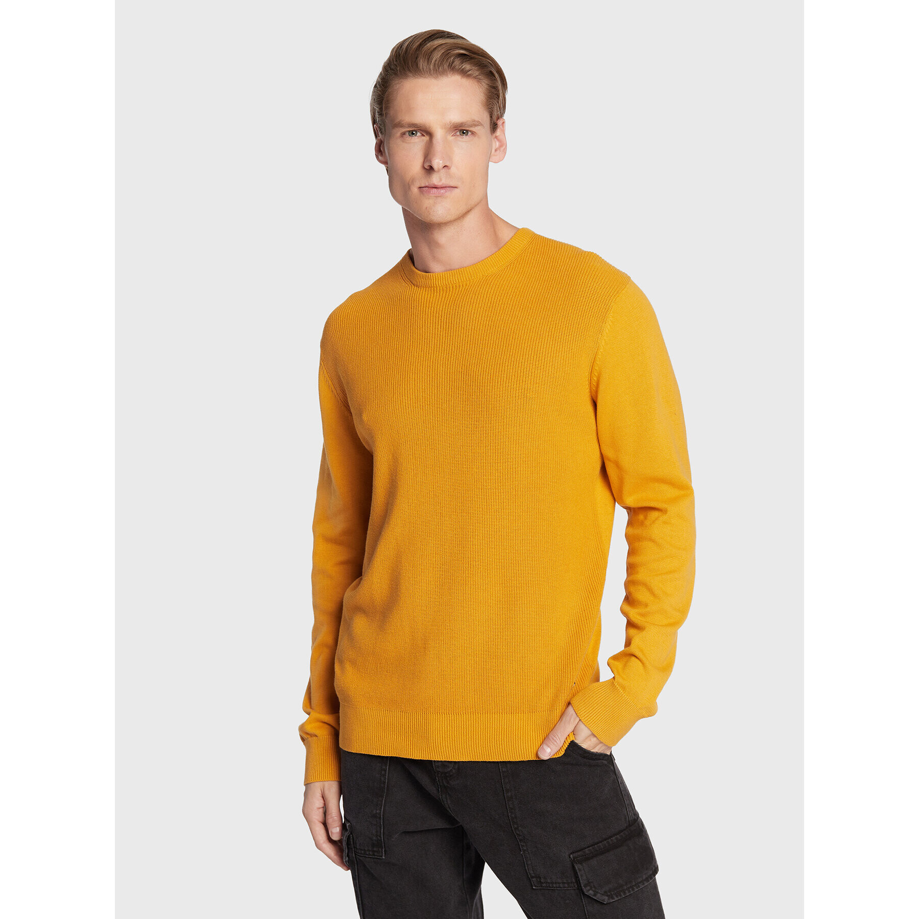 Brave Soul Sweater MK-23BOSE Sárga Regular Fit - Pepit.hu