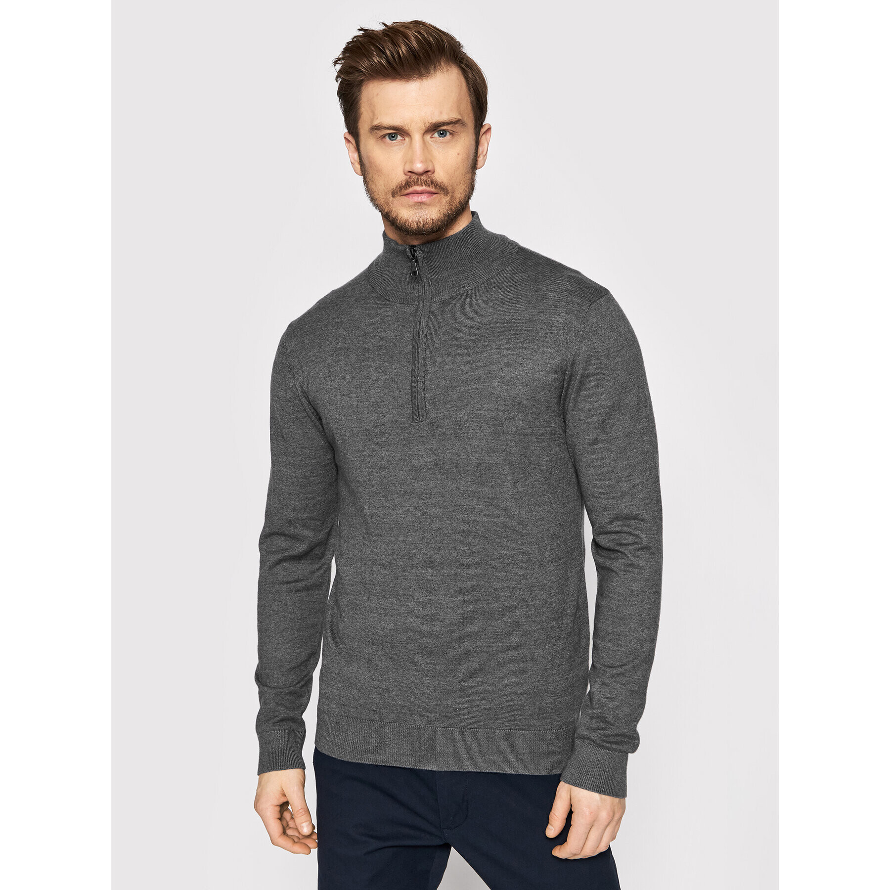 Brave Soul Sweater MK-36FROSTB Szürke Regular Fit - Pepit.hu