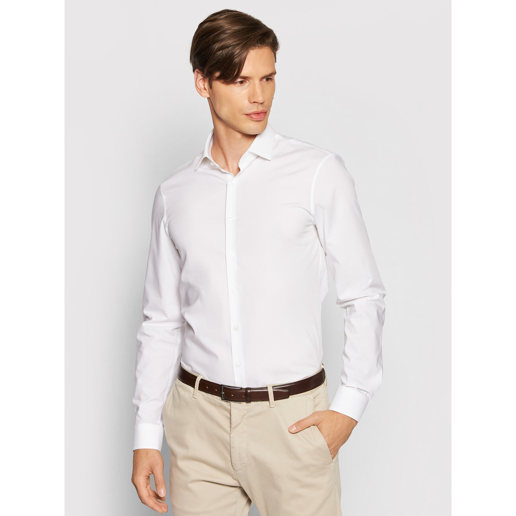 Calvin Klein Ing 2ply Poplin Stretch Slim Shirt K10K103025 Fehér Slim Fit - Pepit.hu