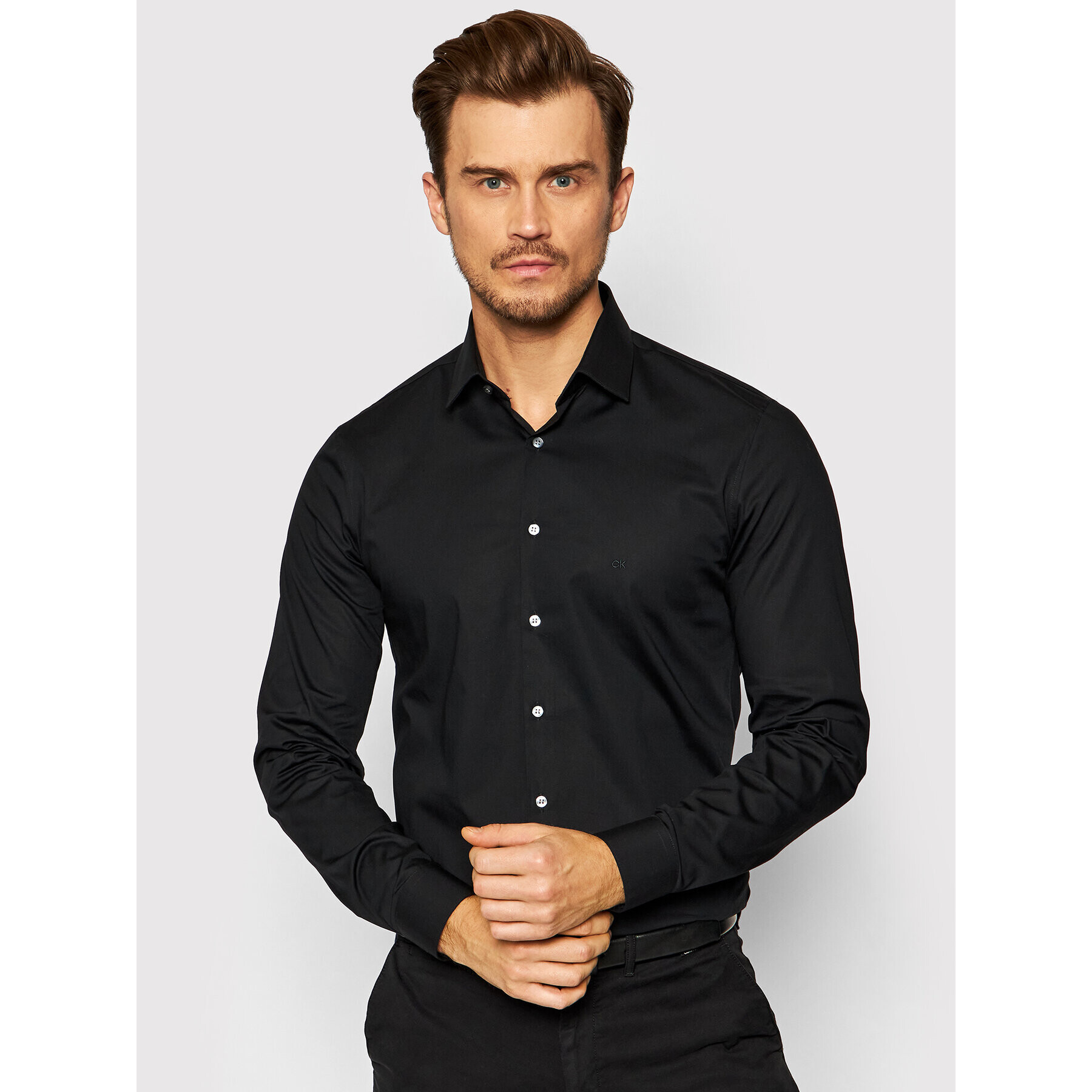 Calvin Klein Ing Poplin K10K108229 Fekete Slim Fit - Pepit.hu