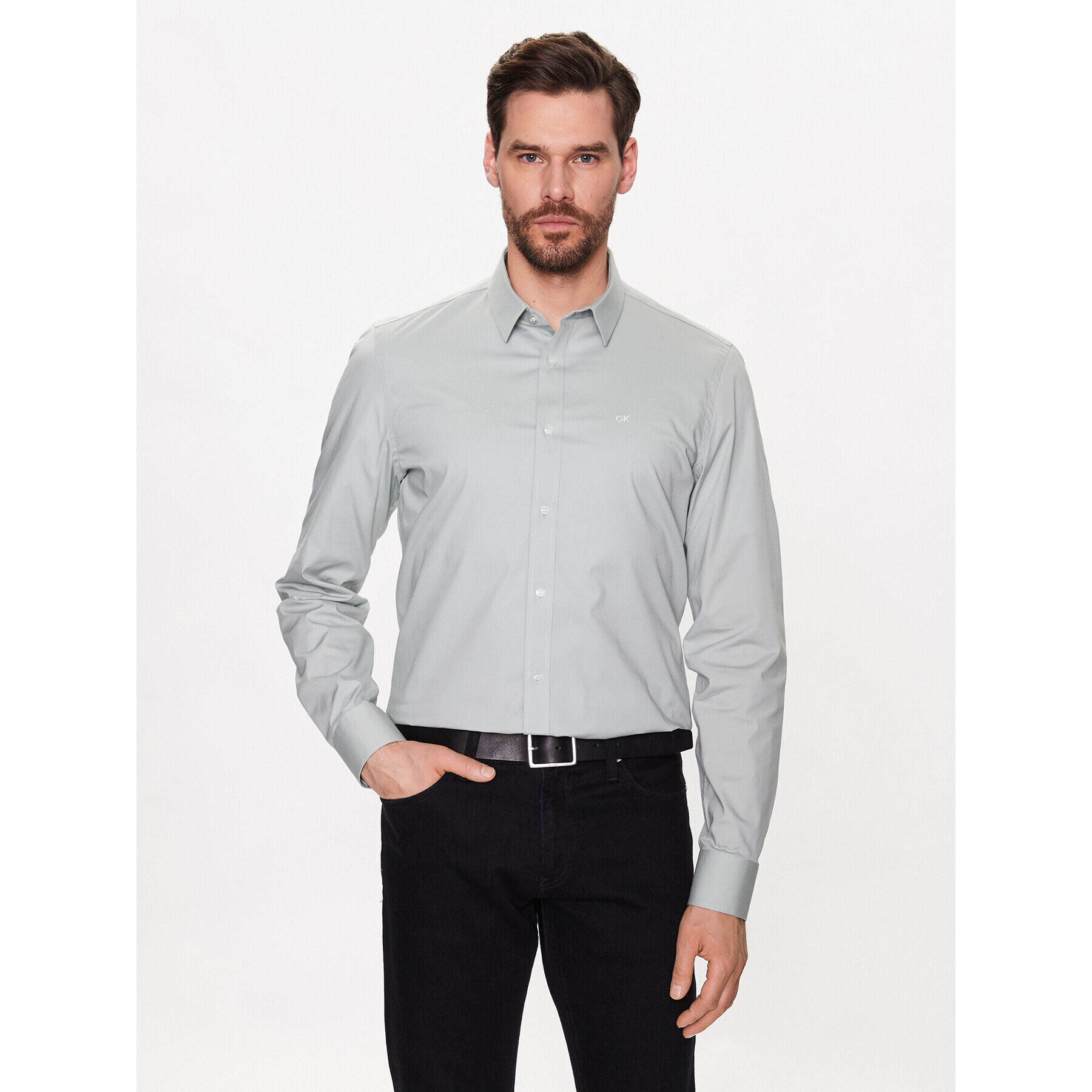 Calvin Klein Ing Stretch Poplin Slim Shirt K10K110856 Kék Slim Fit - Pepit.hu