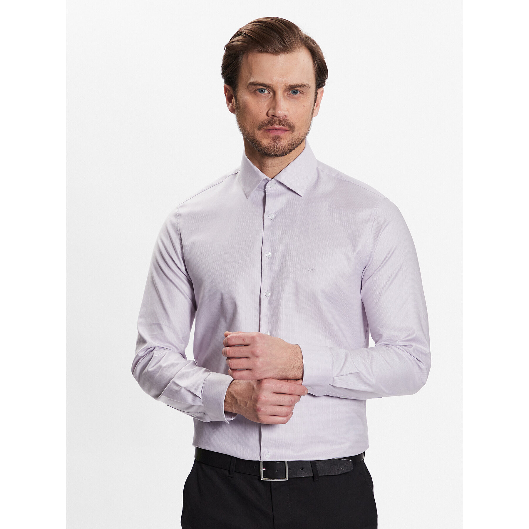 Calvin Klein Ing Structure Easy Care Fitted Shirt K10K111293 Rózsaszín Fitted Fit - Pepit.hu