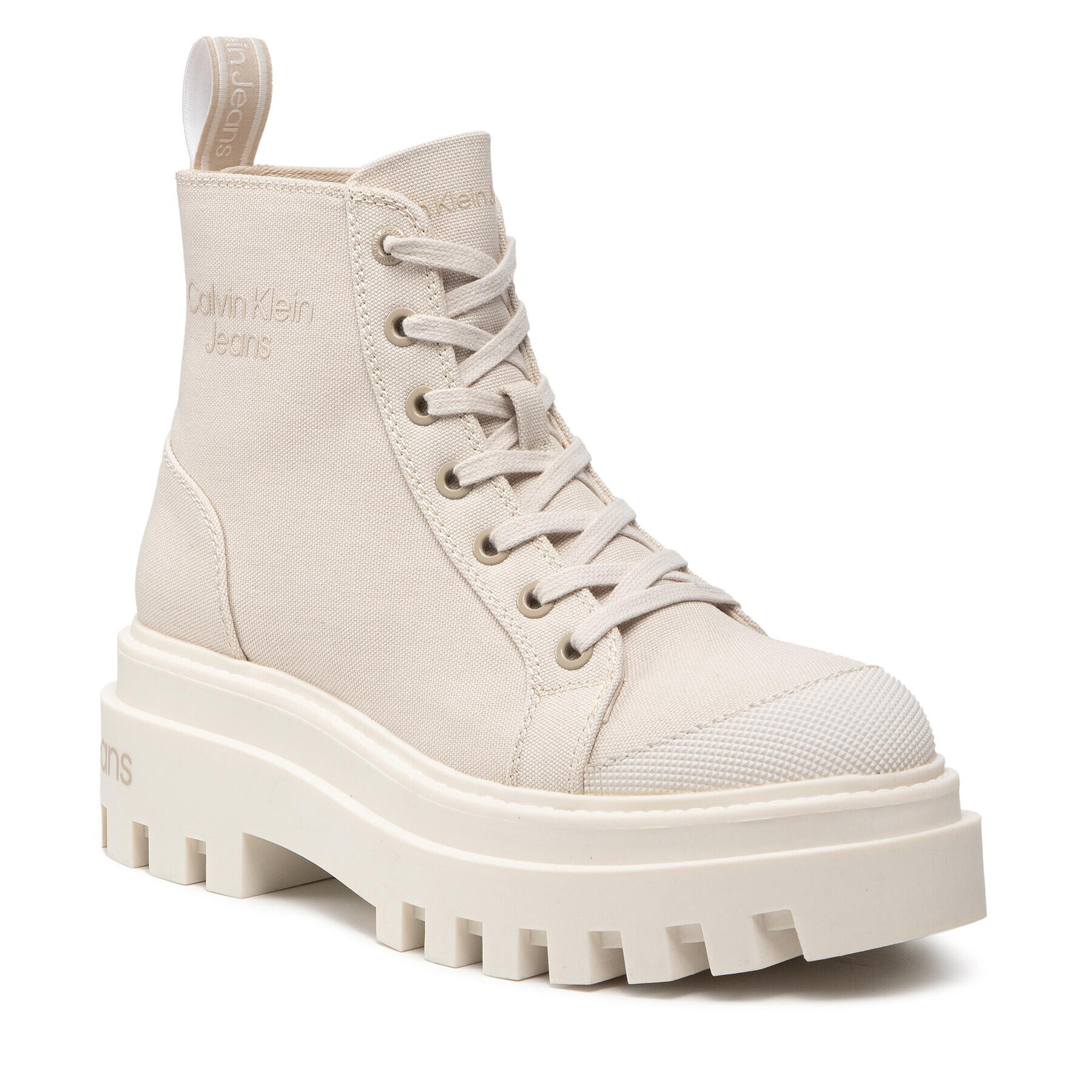 Calvin Klein Jeans Bakancs Canvas Laceup Boot YW0YW00582 Bézs - Pepit.hu