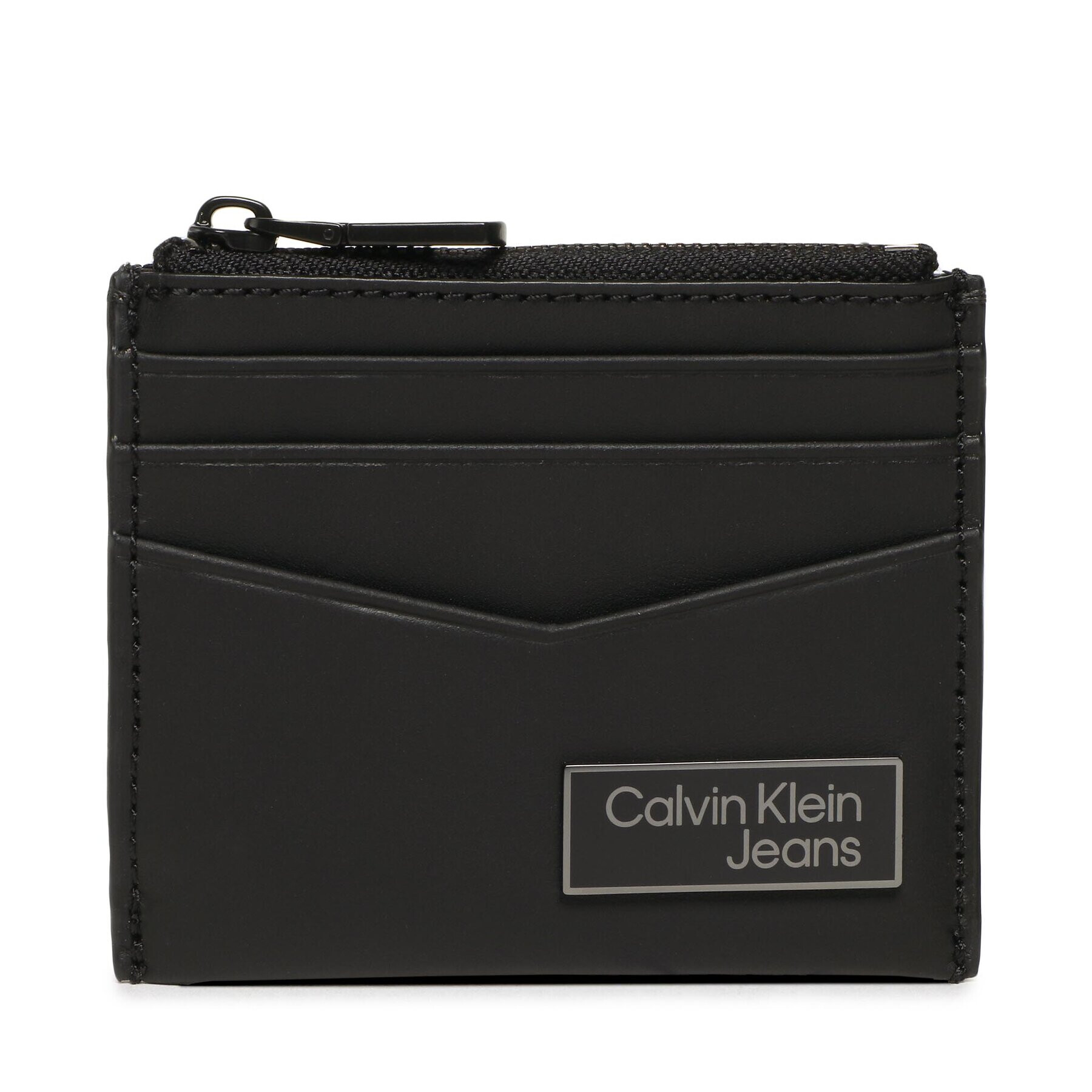 Calvin Klein Jeans Bankkártya tartó Logo Plaqueid Cardholder W/Zip K50K510130 Fekete - Pepit.hu