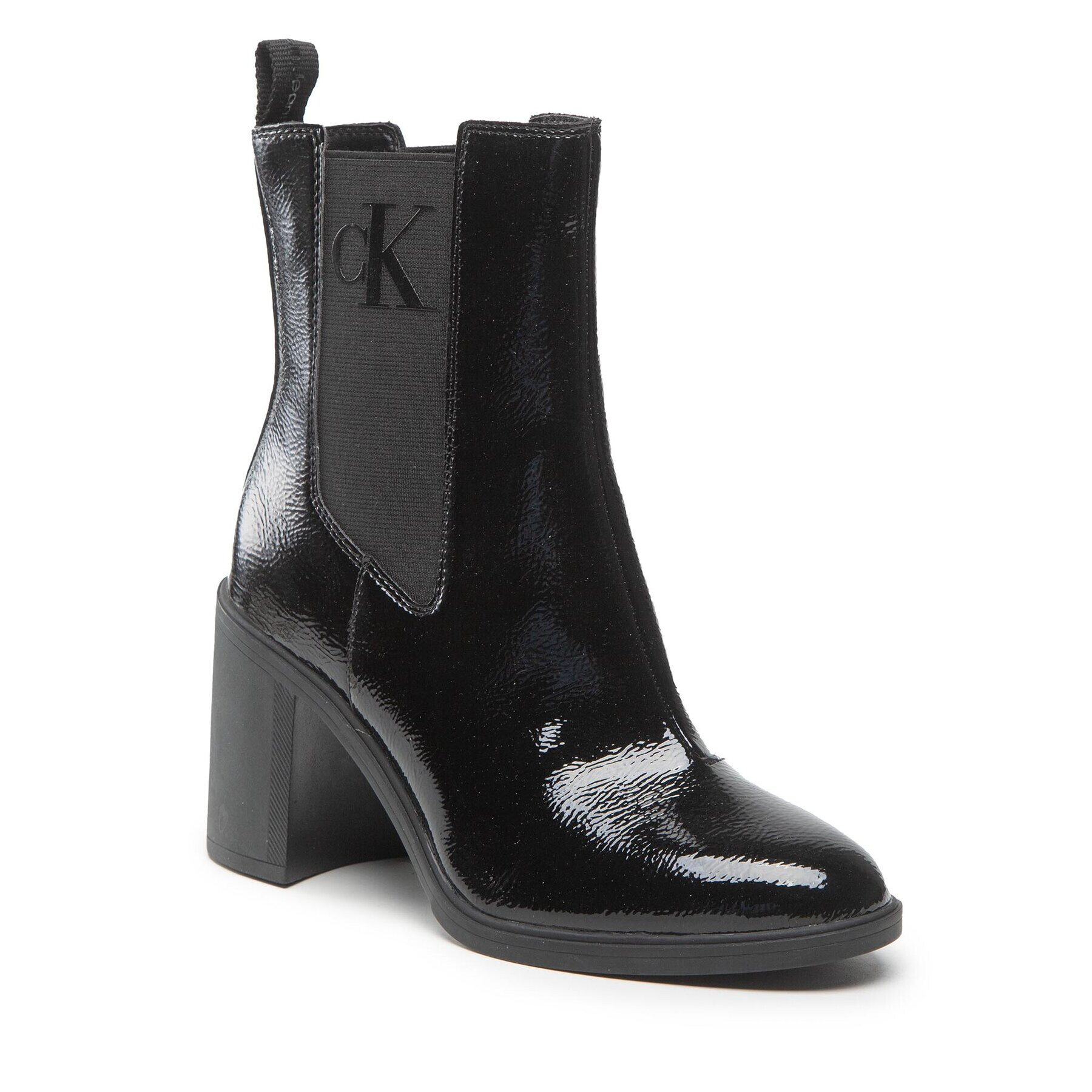 Calvin Klein Jeans Bokacsizma Block Heel Boot Naplak YW0YW00856 Fekete - Pepit.hu