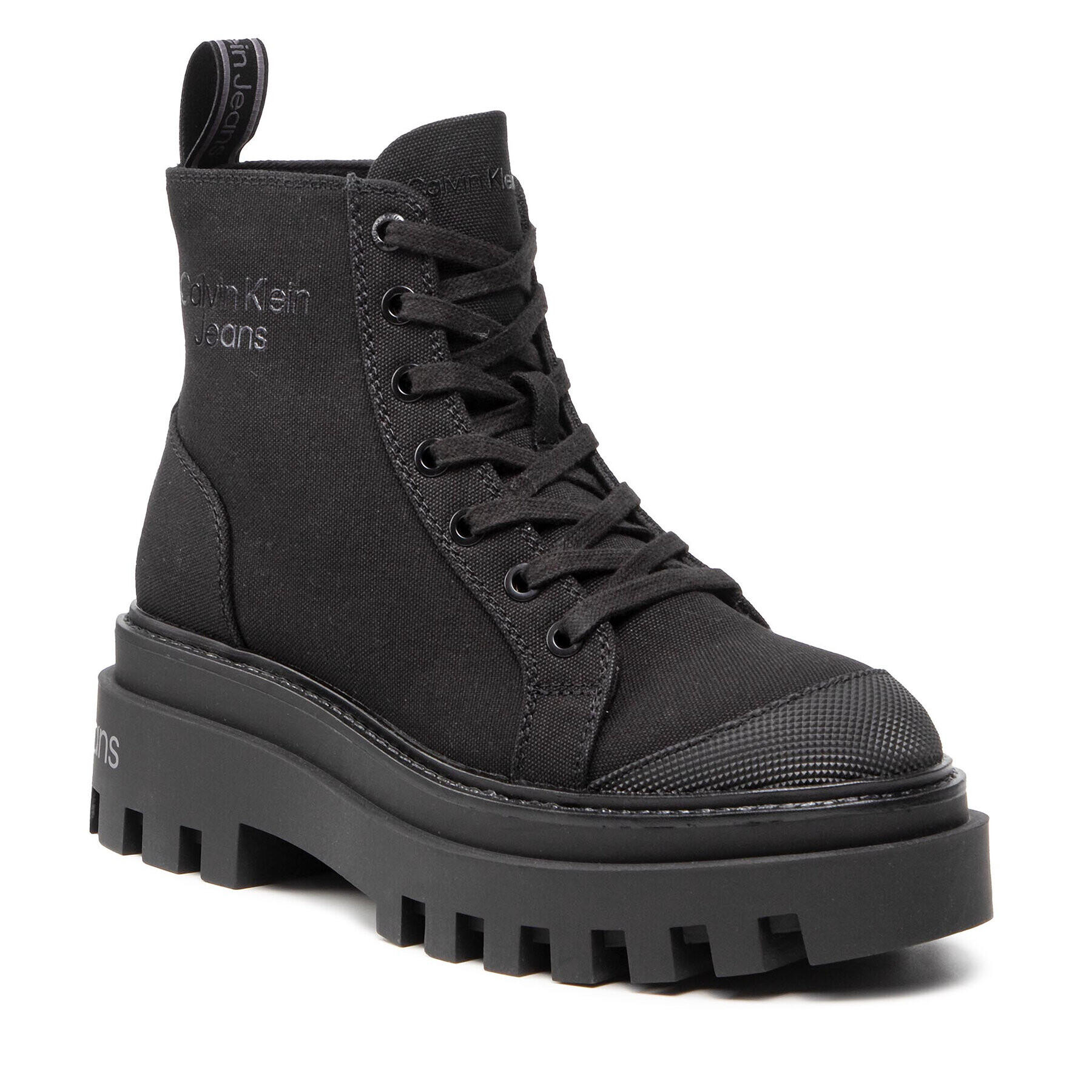 Calvin Klein Jeans Bokacsizma Canvas Laceup Boot YW0YW00582 Fekete - Pepit.hu