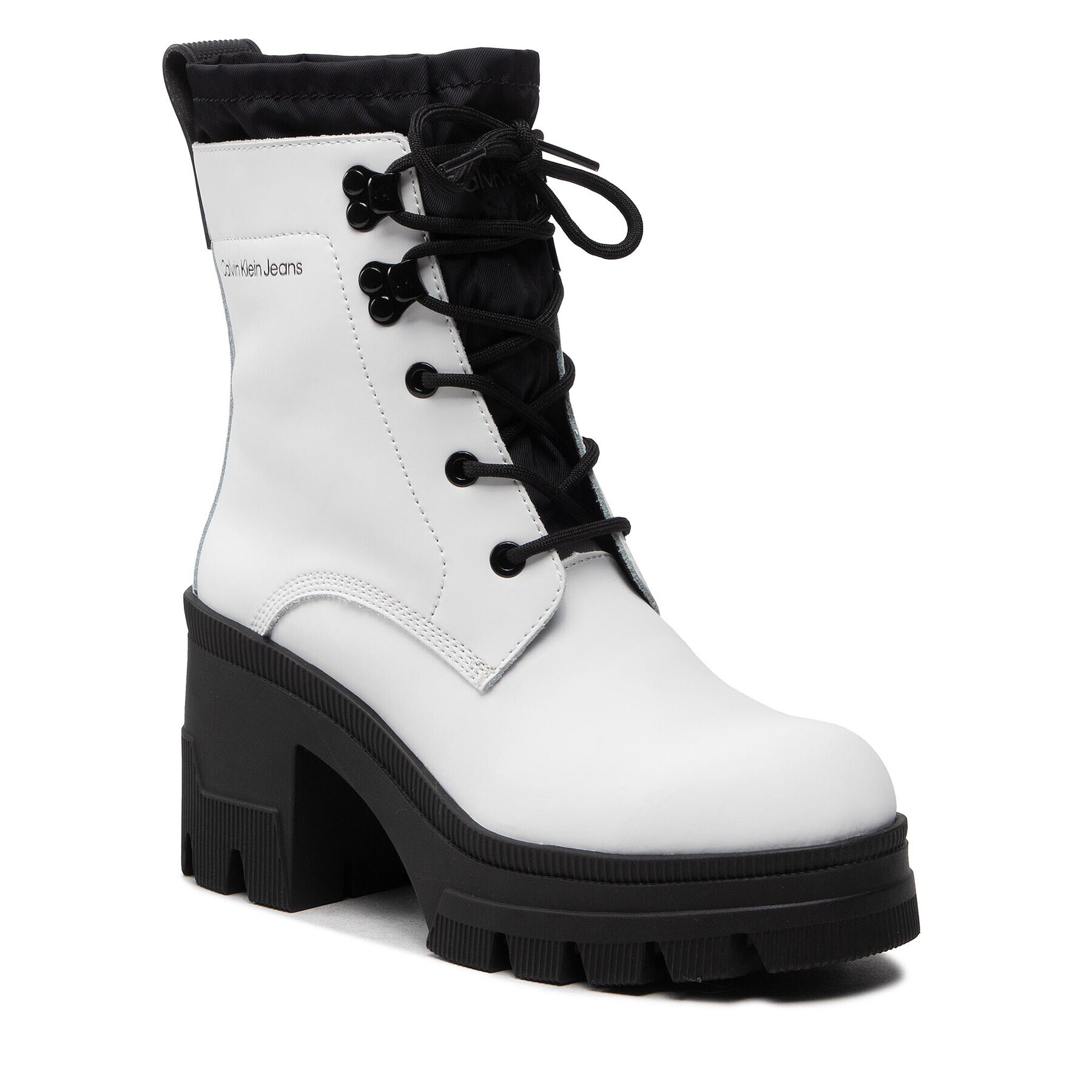 Calvin Klein Jeans Bokacsizma Chunky Heeled Boot Laceup YW0YW00729 Fehér - Pepit.hu