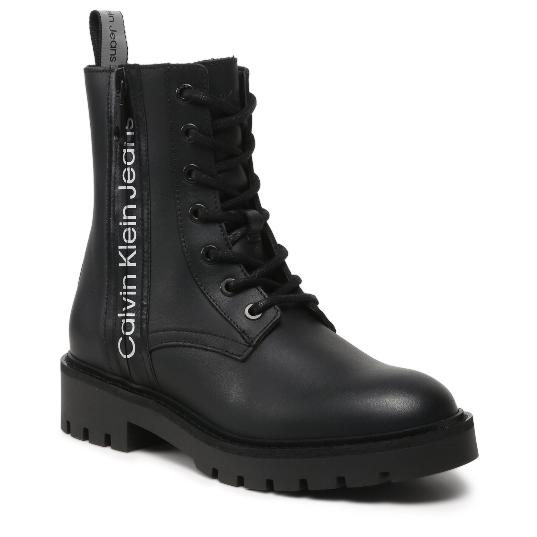 Calvin Klein Jeans Bokacsizma Combat Mid Laceup Zip Wn YW0YW01035 Fekete - Pepit.hu