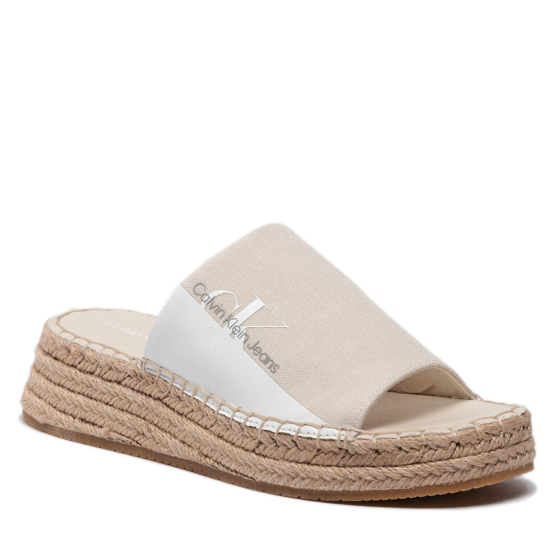 Calvin Klein Jeans Espadrilles Sporty Wedge Sandal Monogram YW0YW00566 Bézs - Pepit.hu