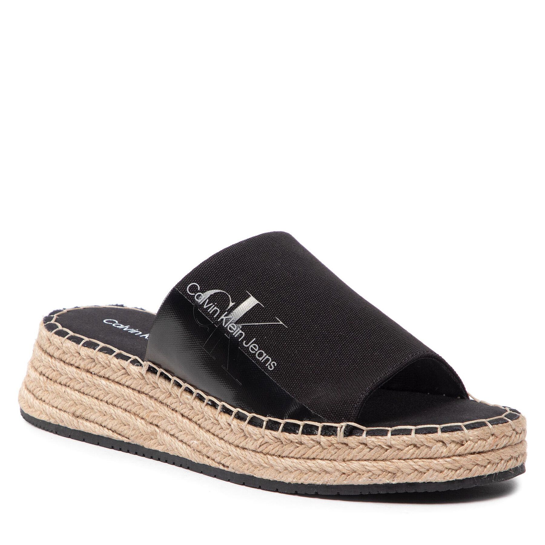 Calvin Klein Jeans Espadrilles Sporty Wedge Sandal Monogram YW0YW00566 Fekete - Pepit.hu