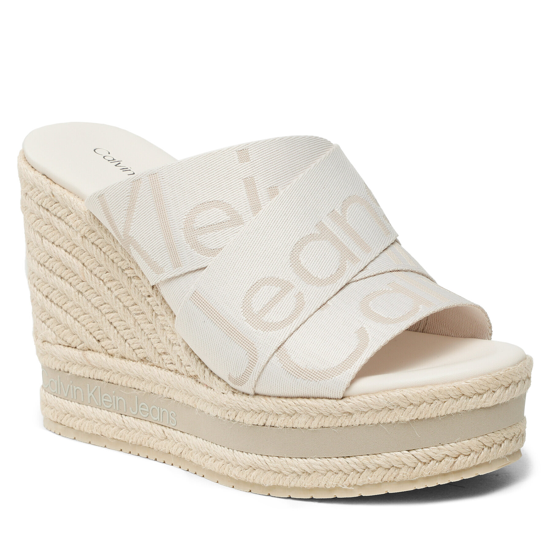 Calvin Klein Jeans Espadrilles Wedge Sandal Webbing YW0YW00961 Ekru - Pepit.hu