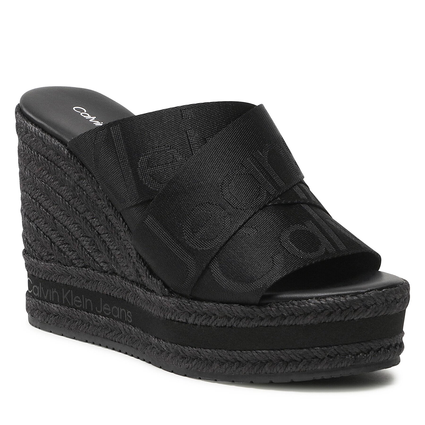 Calvin Klein Jeans Espadrilles Wedge Sandal Webbing YW0YW00961 Fekete - Pepit.hu