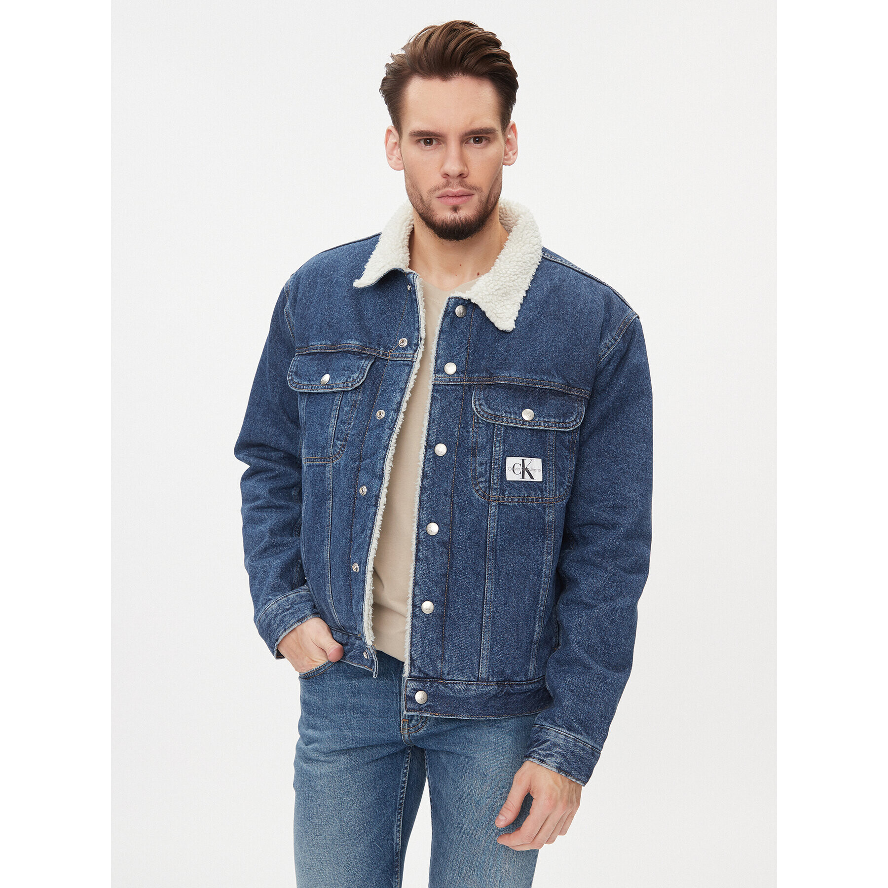 Calvin Klein Jeans Farmer kabát 90's J30J323905 Kék Regular Fit - Pepit.hu