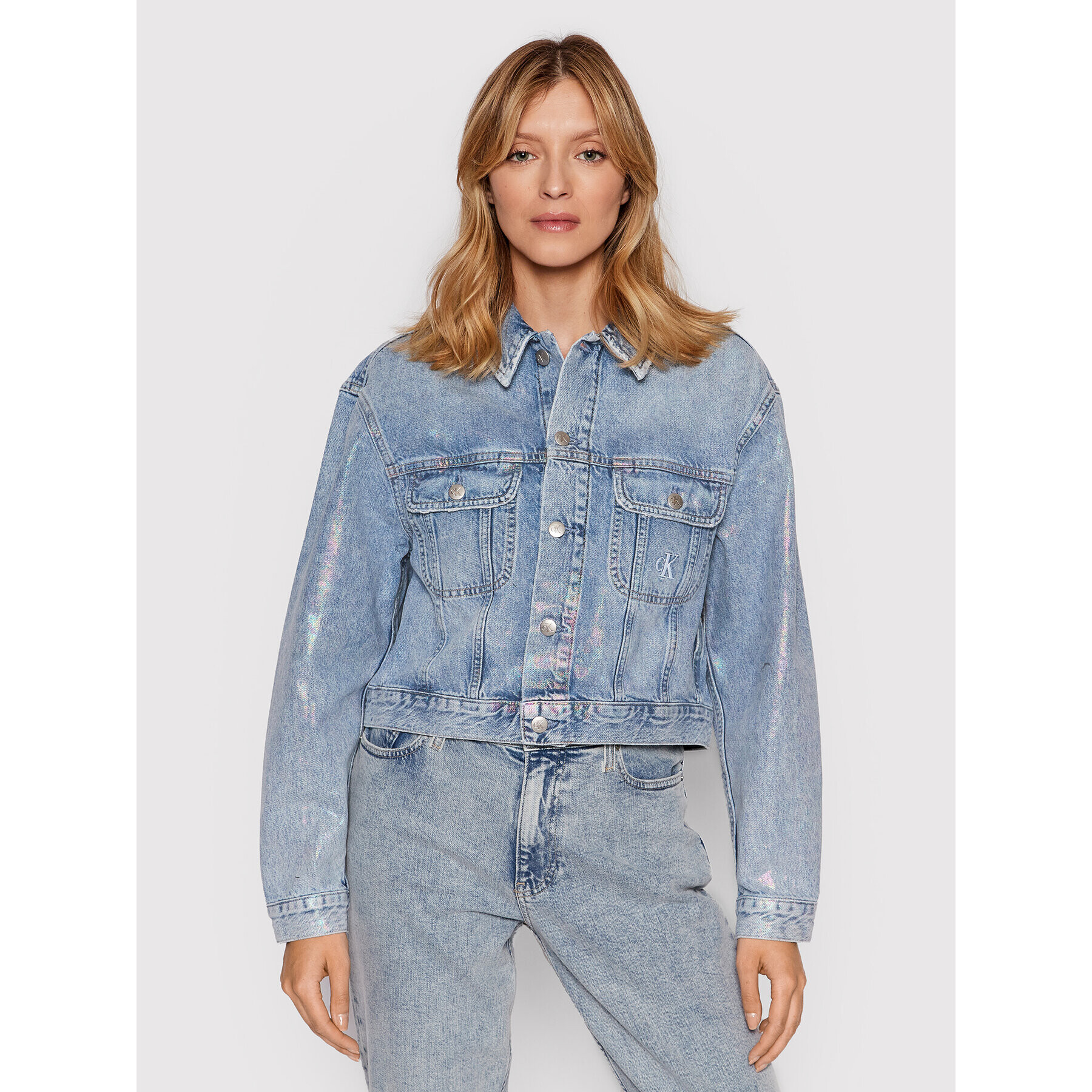 Calvin Klein Jeans Farmer kabát J20J217815 Kék Oversize - Pepit.hu