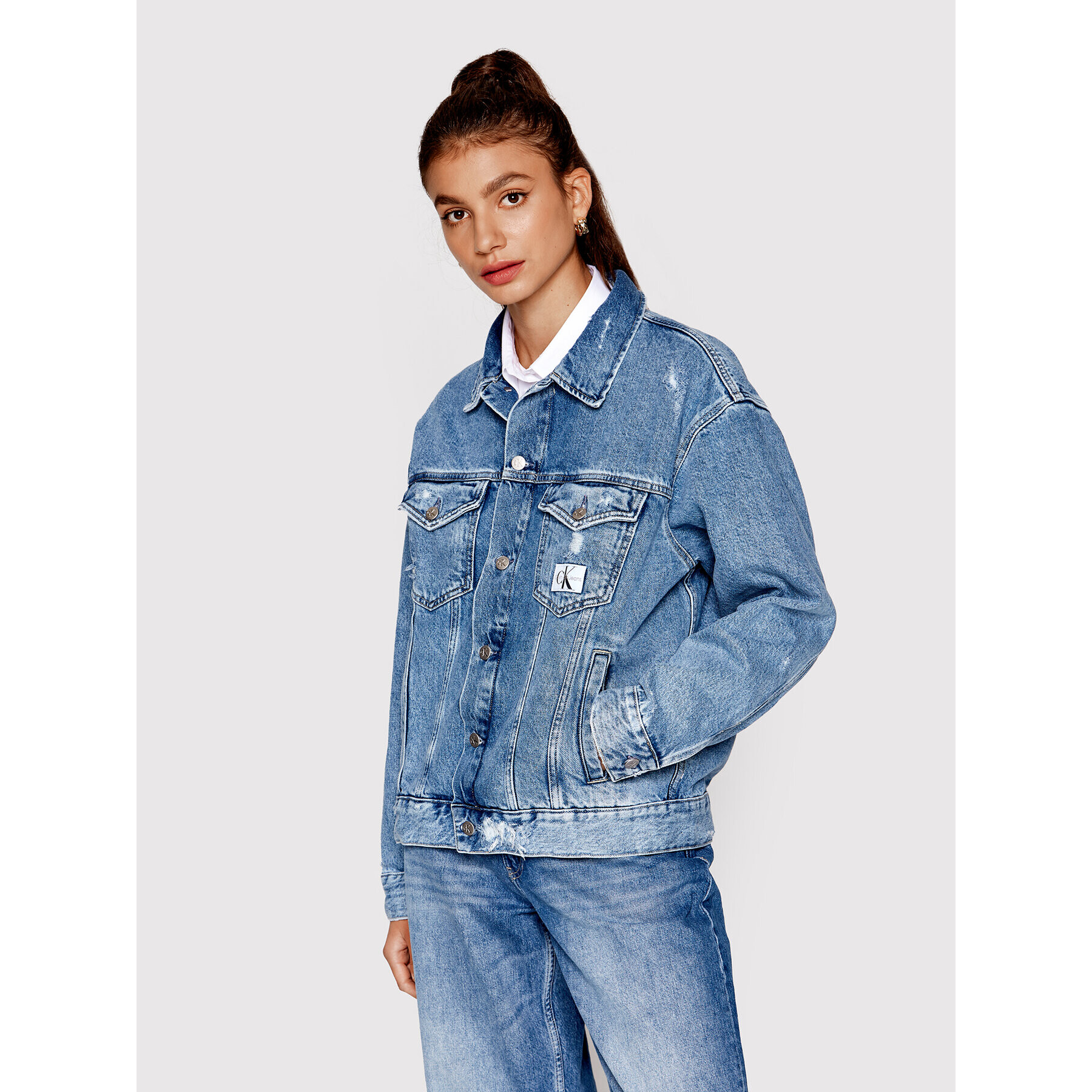 Calvin Klein Jeans Farmer kabát J20J219207 Kék Oversize - Pepit.hu